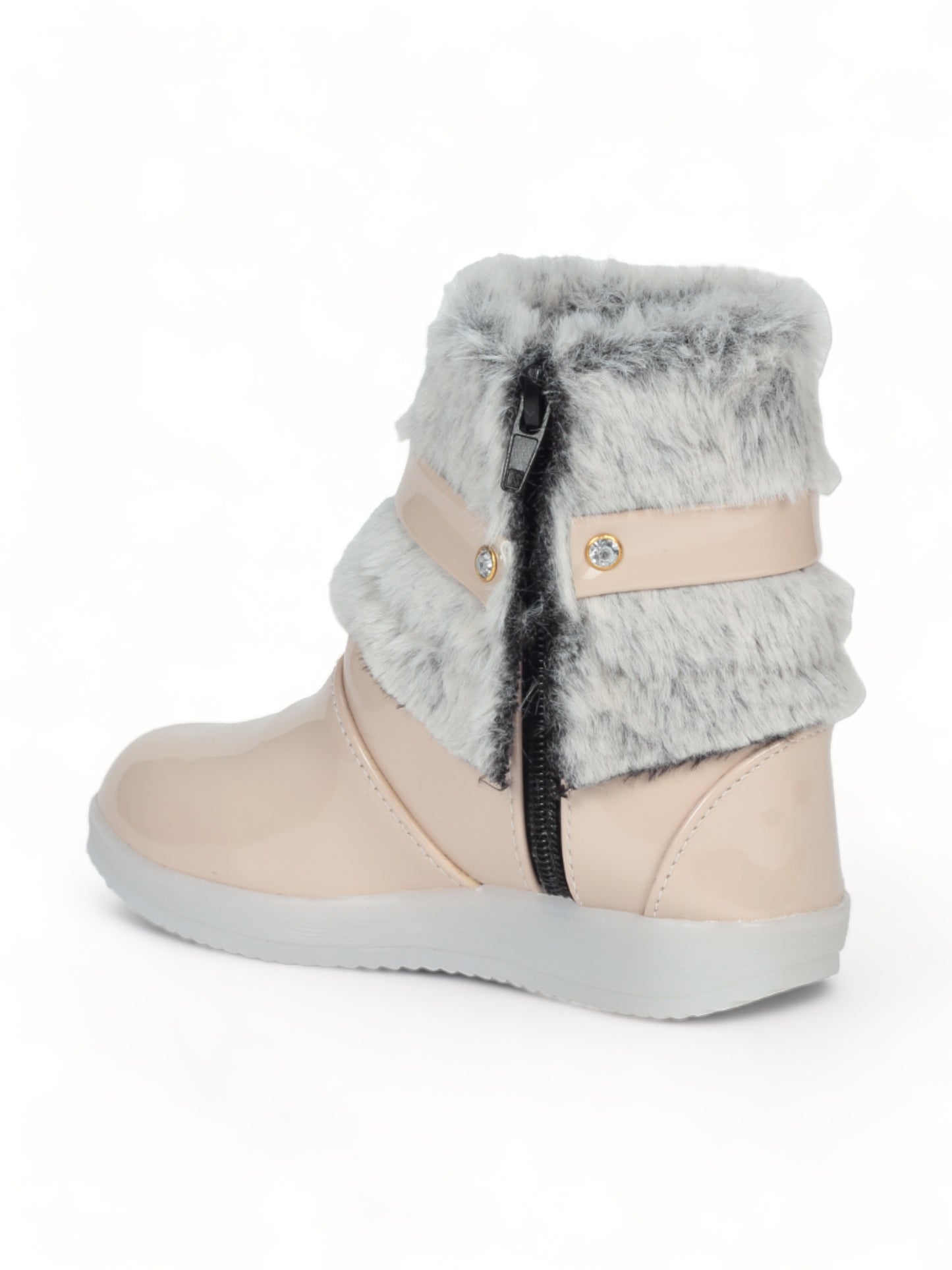 Party Boots With Led Light - Cream