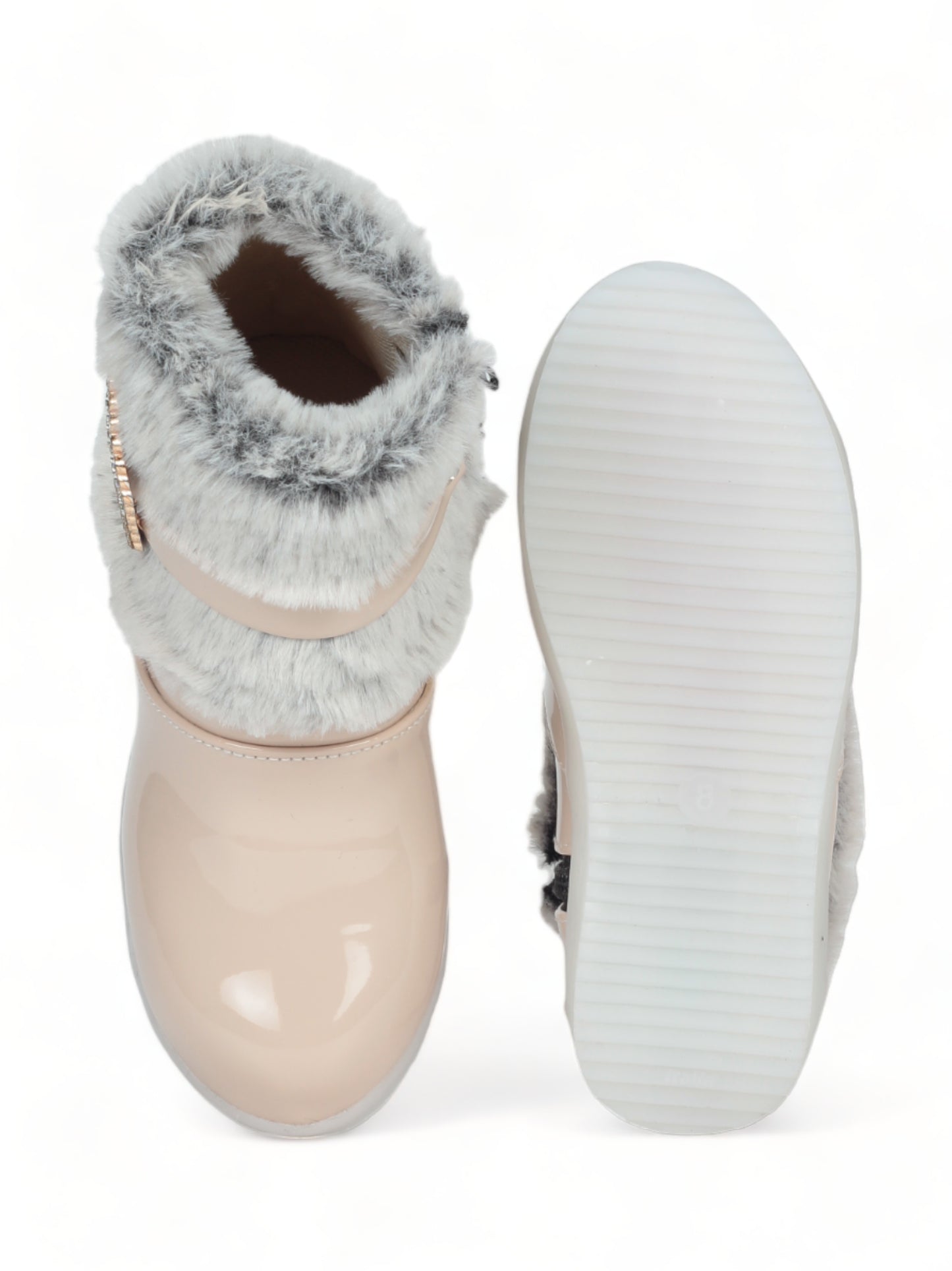 Party Boots With Led Light - Cream