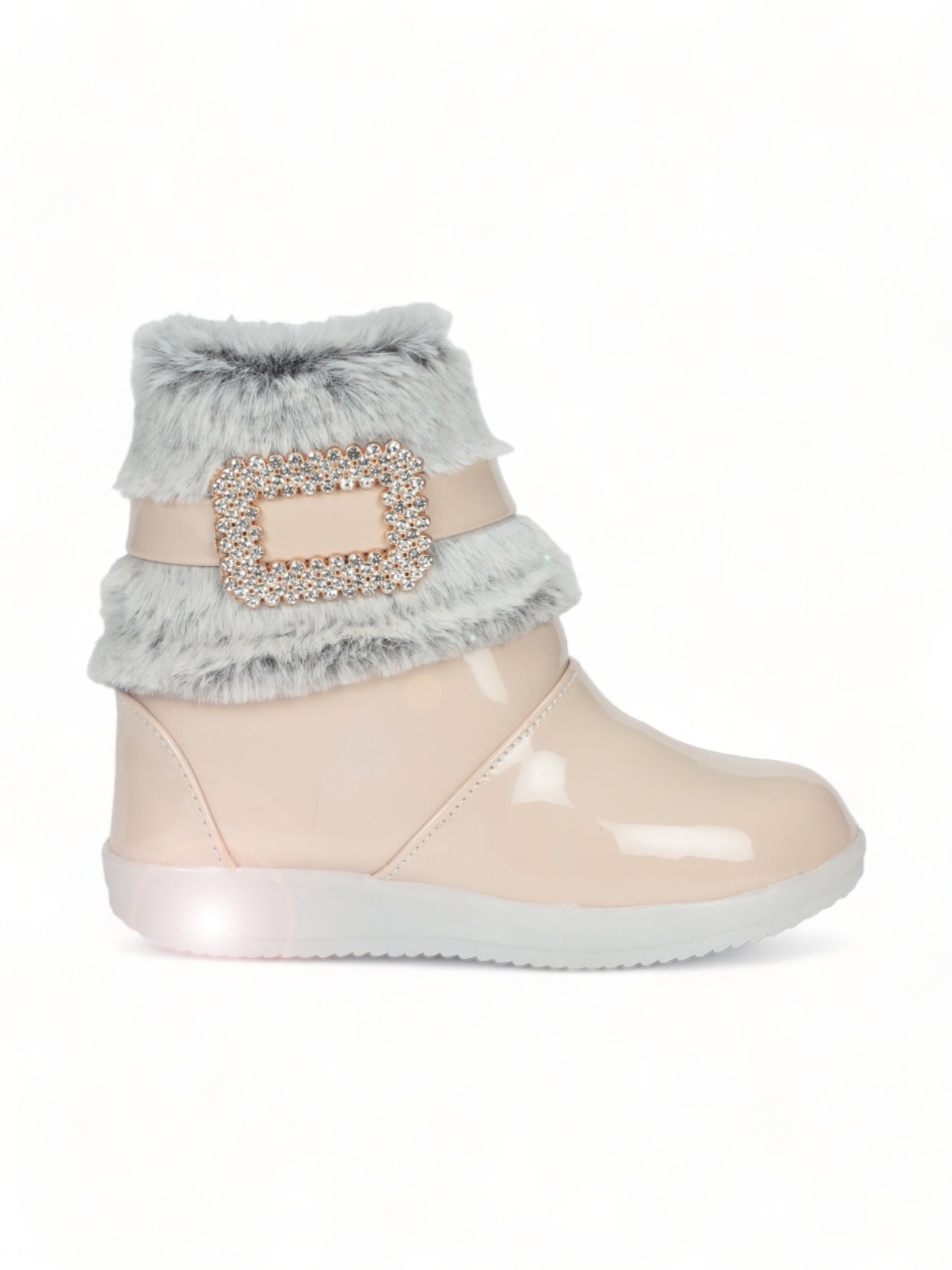 Party Boots With Led Light - Cream