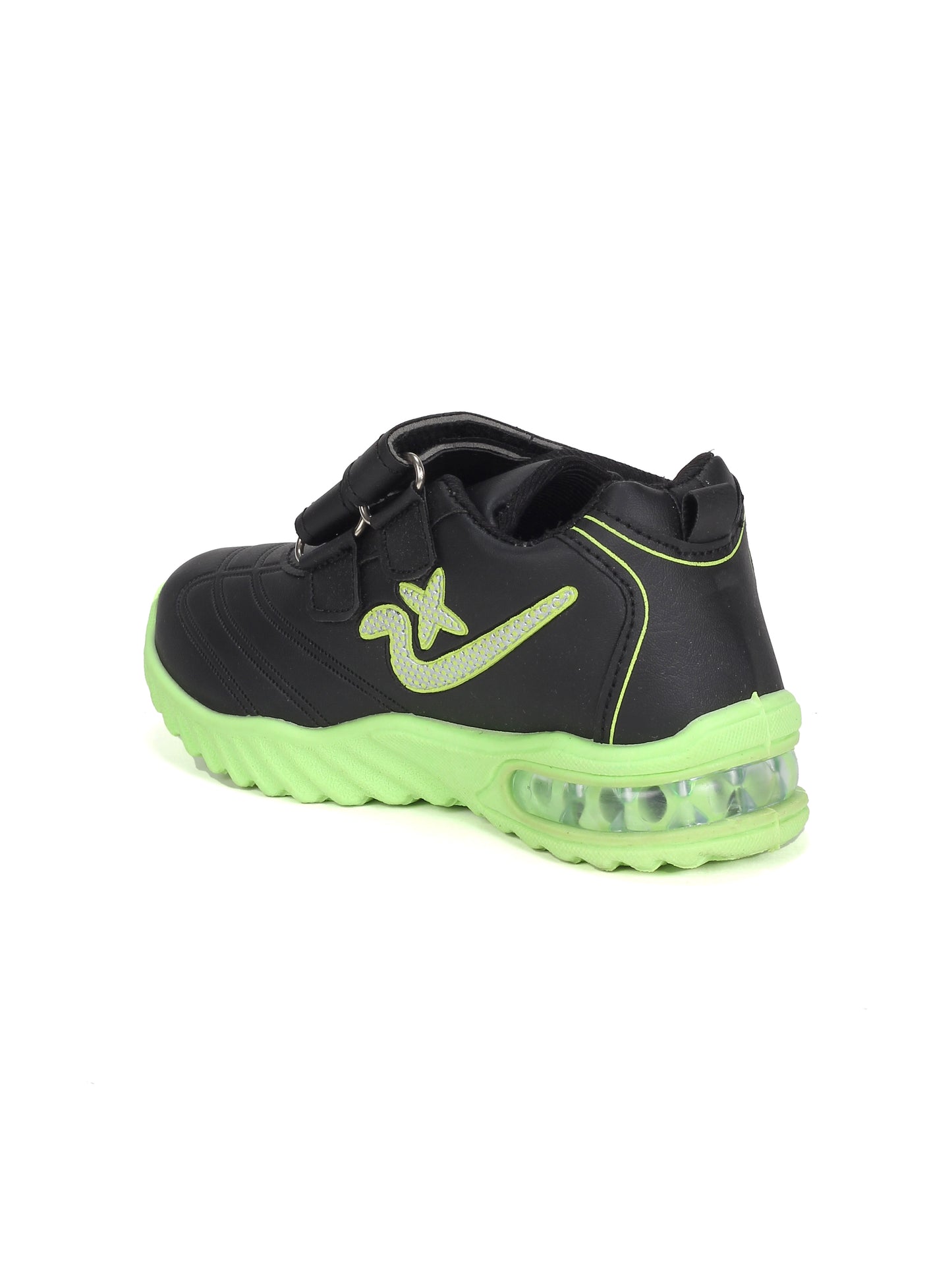 Double Velcro Casual Shoes With Light- Black