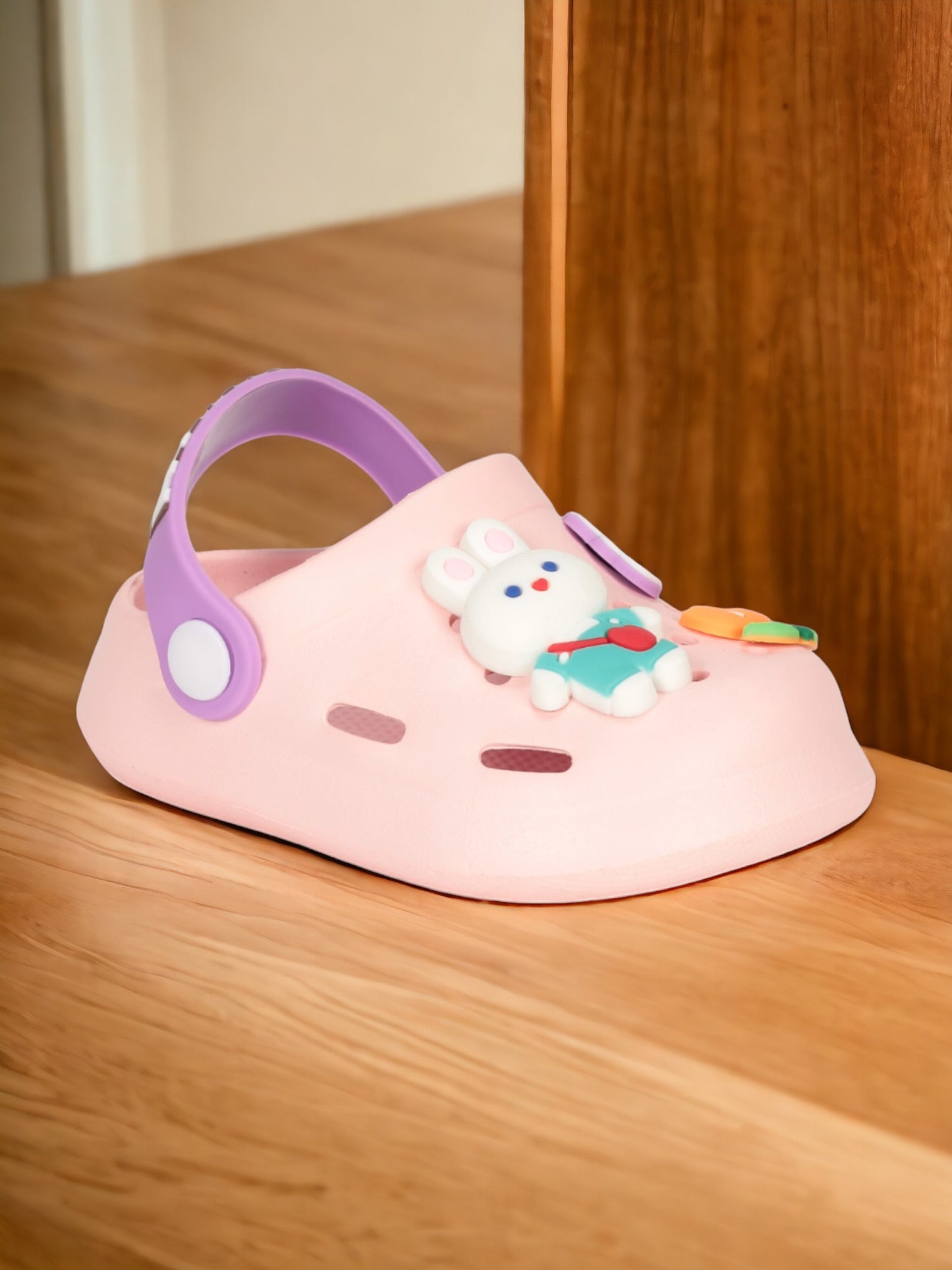 Rabbit Applique Anti-Slip Clogs - Pink