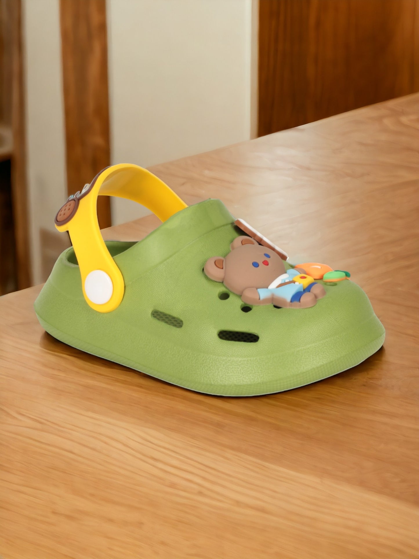 Bear Applique Anti-Slip Clogs - Green