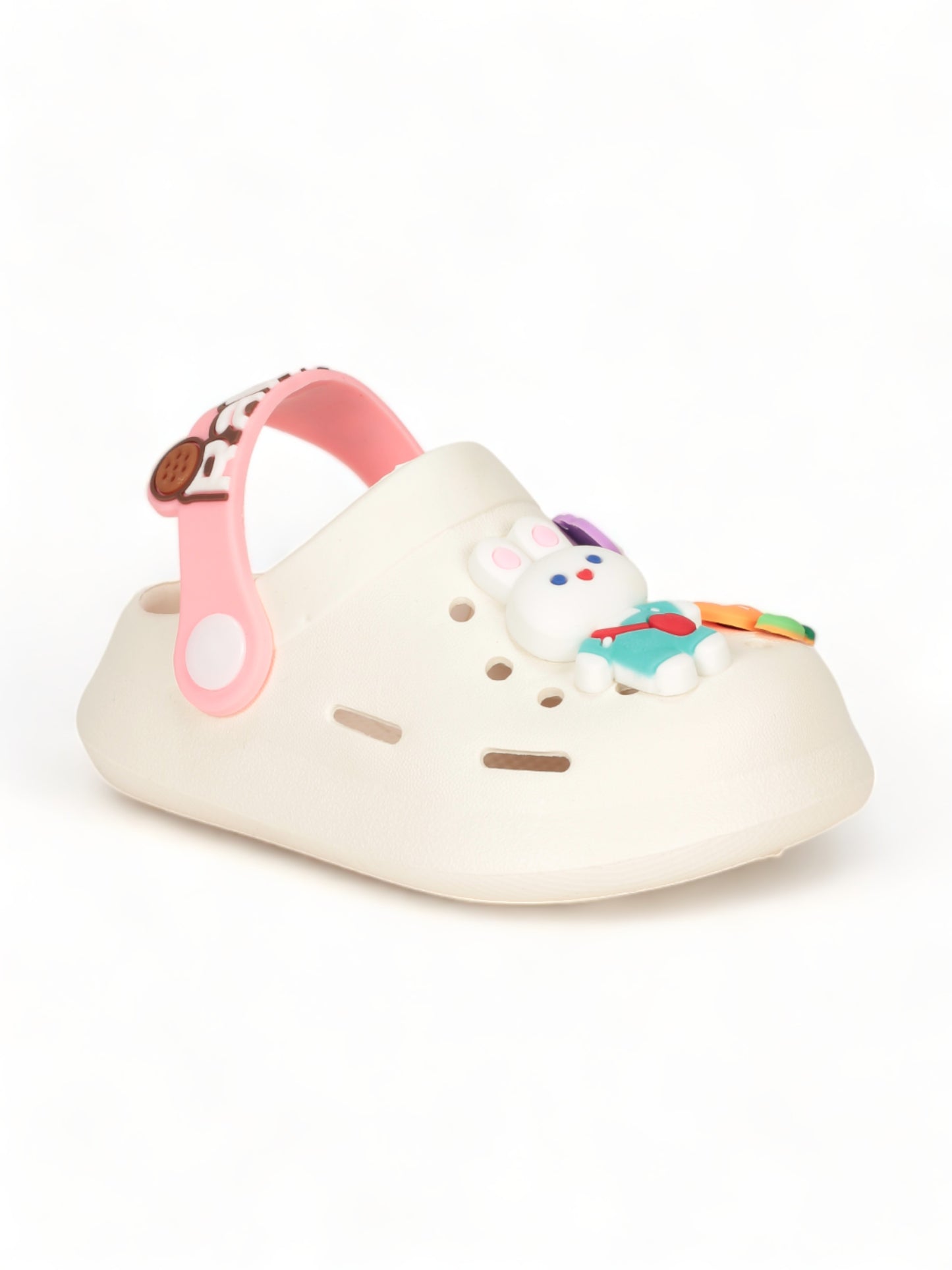 Rabbit Applique Anti-Slip Clogs - Cream