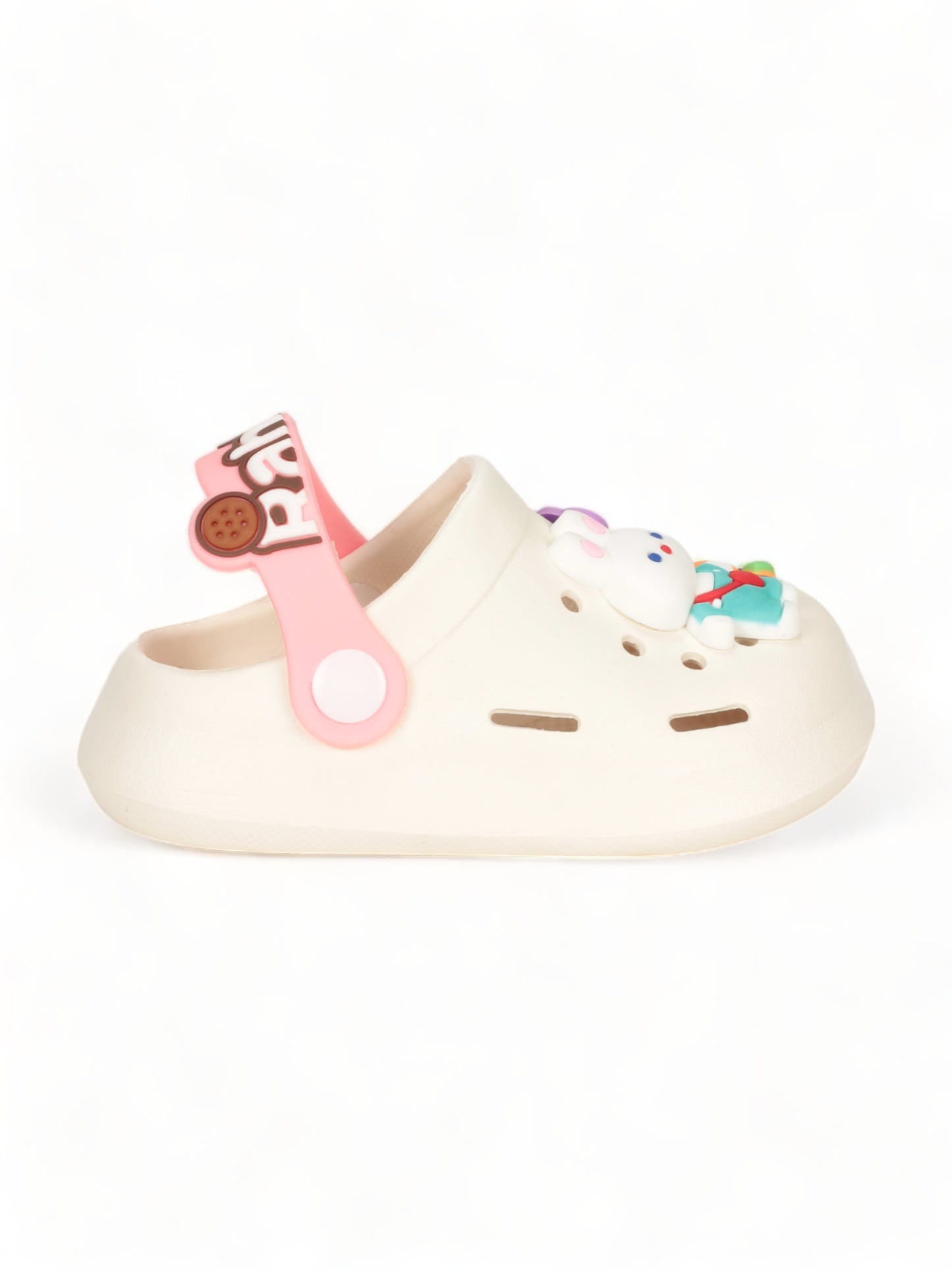 Rabbit Applique Anti-Slip Clogs - Cream