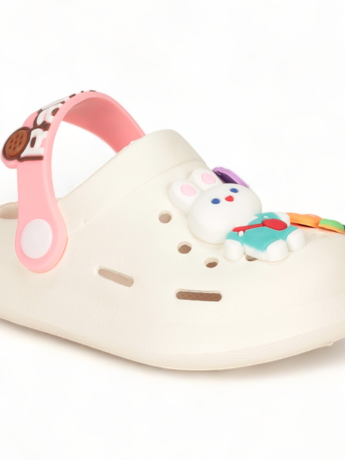 Rabbit Applique Anti-Slip Clogs - Cream
