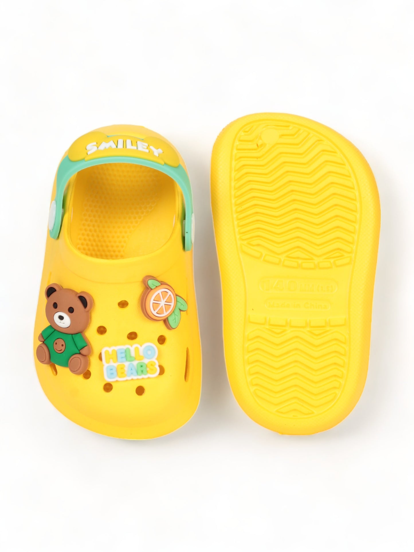 Bear Applique Anti-Slip Clogs - Yellow