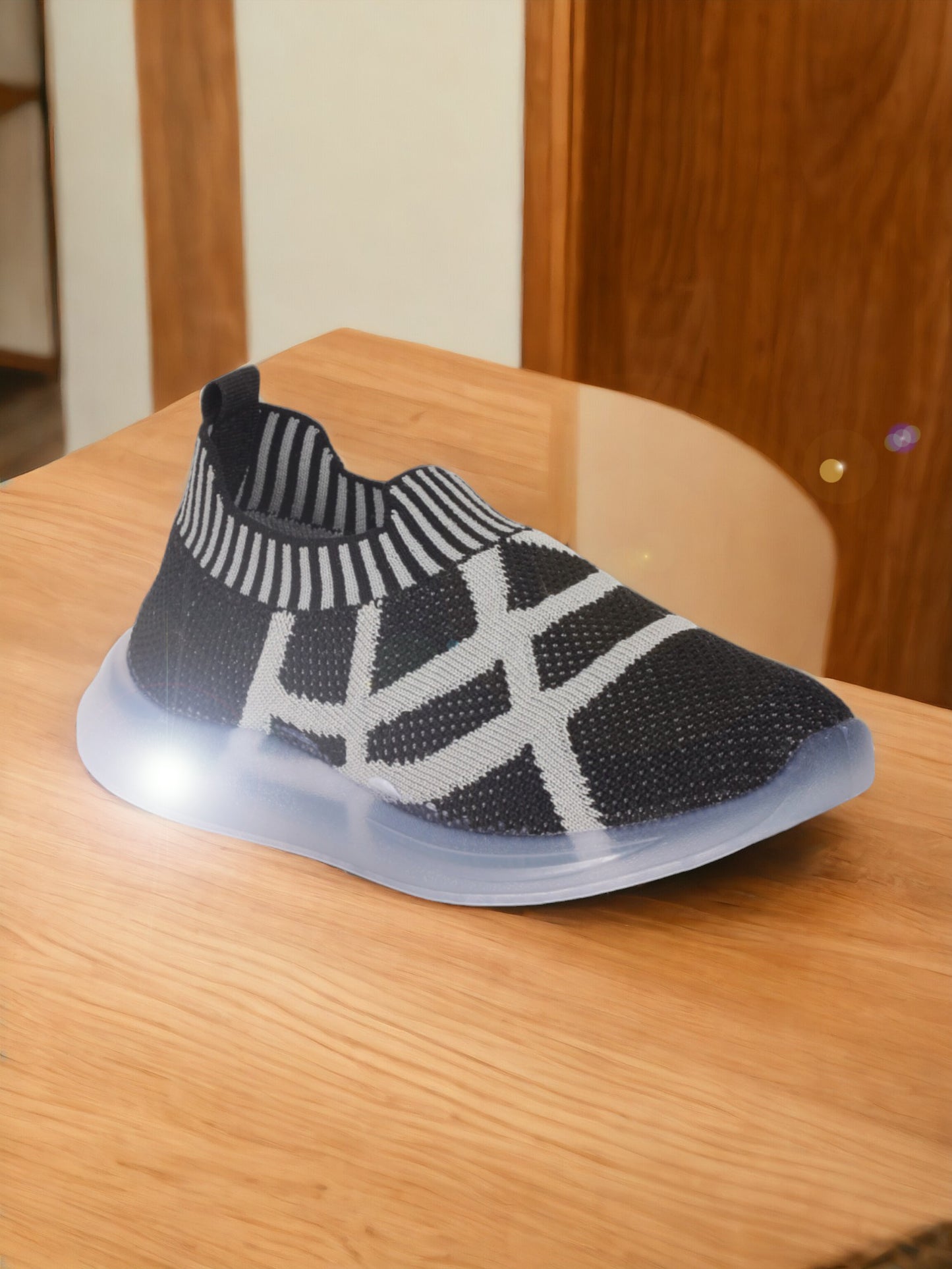 Unisex Casual Slip On Shoes With Led Light - Black