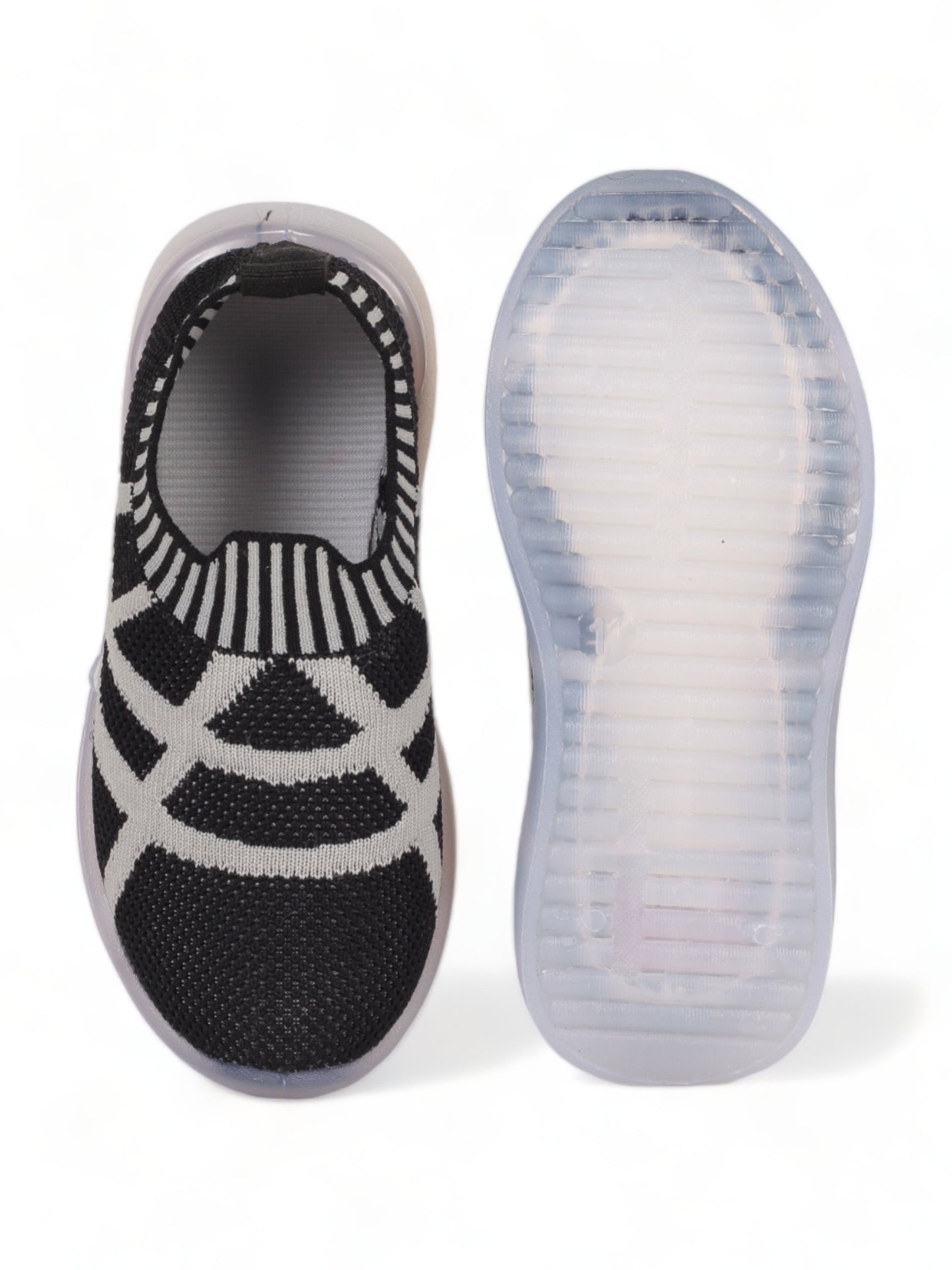 Unisex Casual Slip On Shoes With Led Light - Black