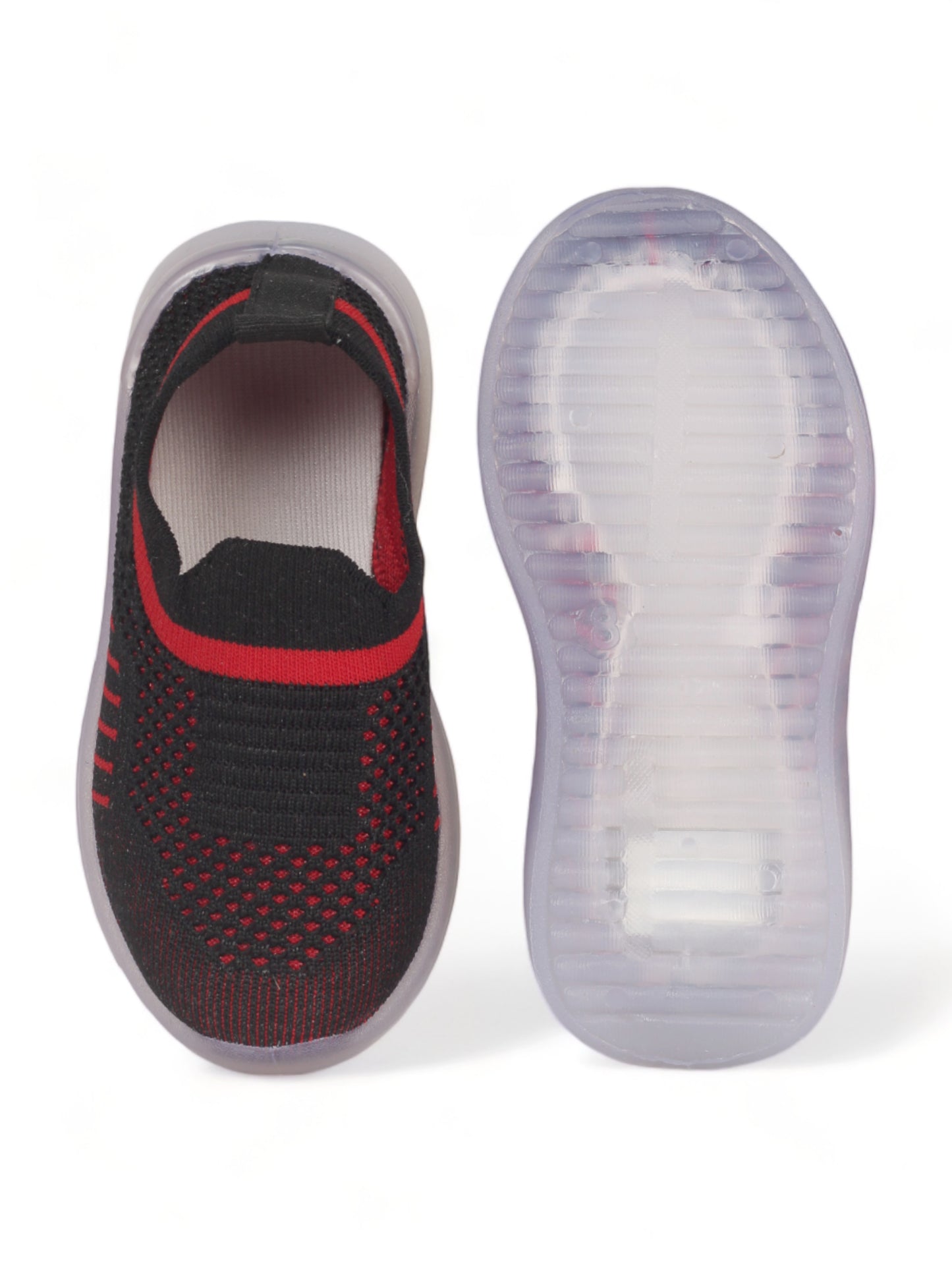 Unisex Casual Slip On Shoes With Led Light - Black