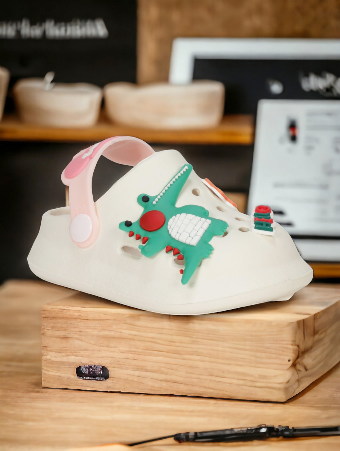 Cartoon Applique Anti-Slip Clogs - Cream
