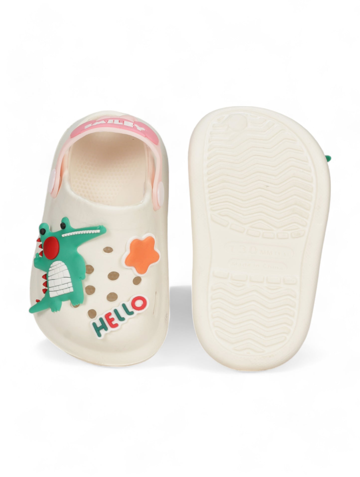 Cartoon Applique Anti-Slip Clogs - Cream