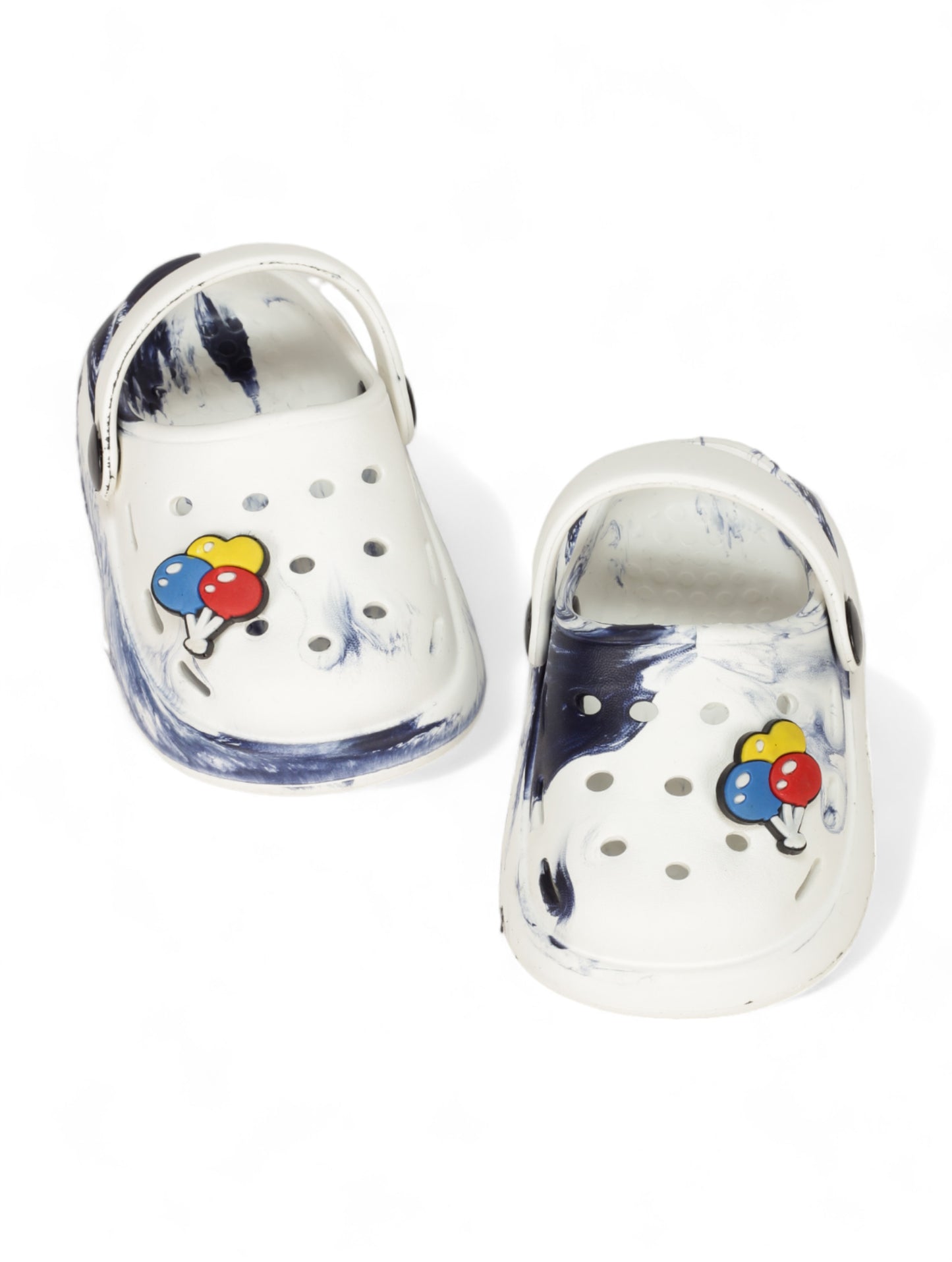 Marble Look Balloon Applique Anti-Slip Clogs - White