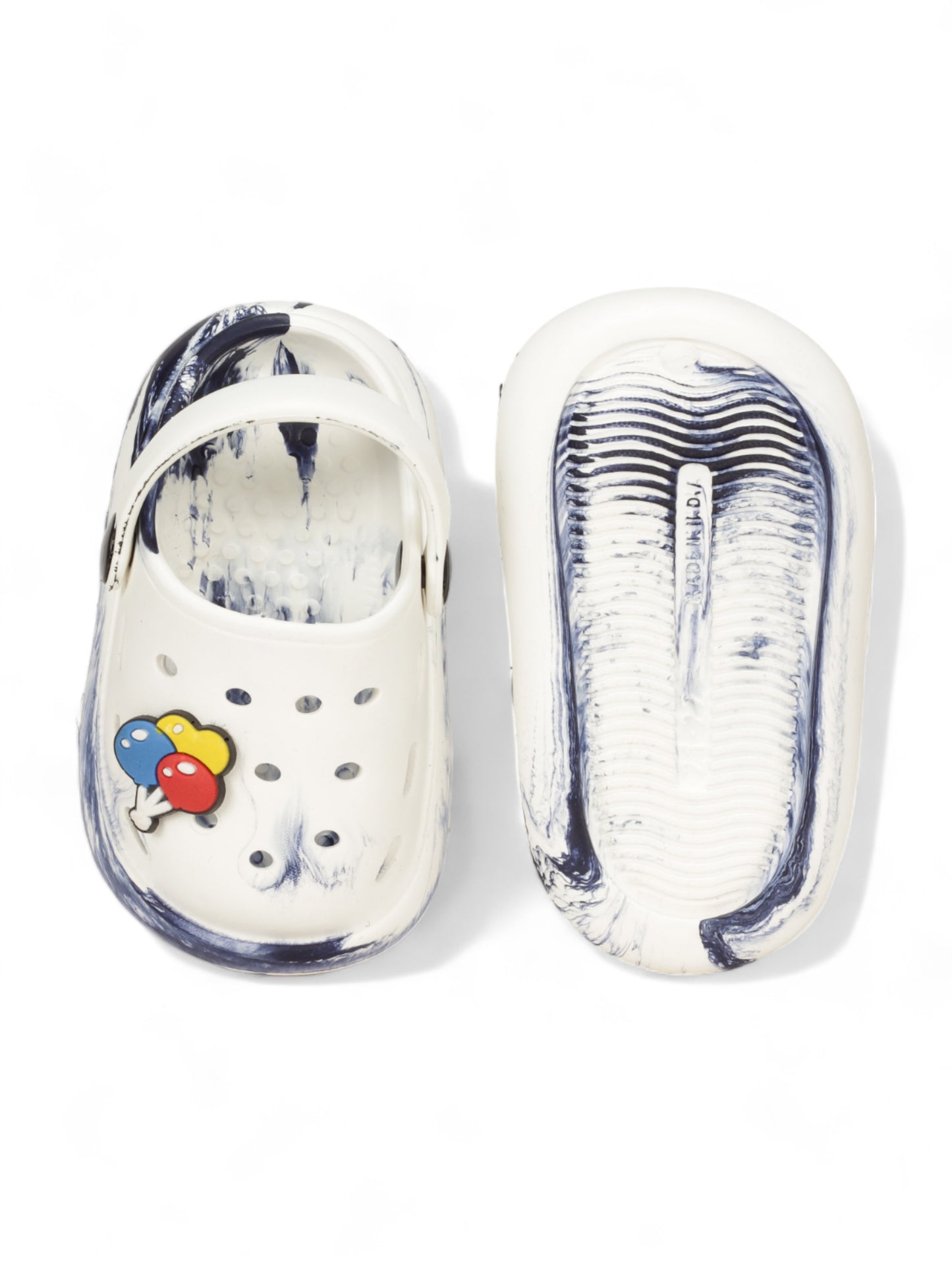 Marble Look Balloon Applique Anti-Slip Clogs - White