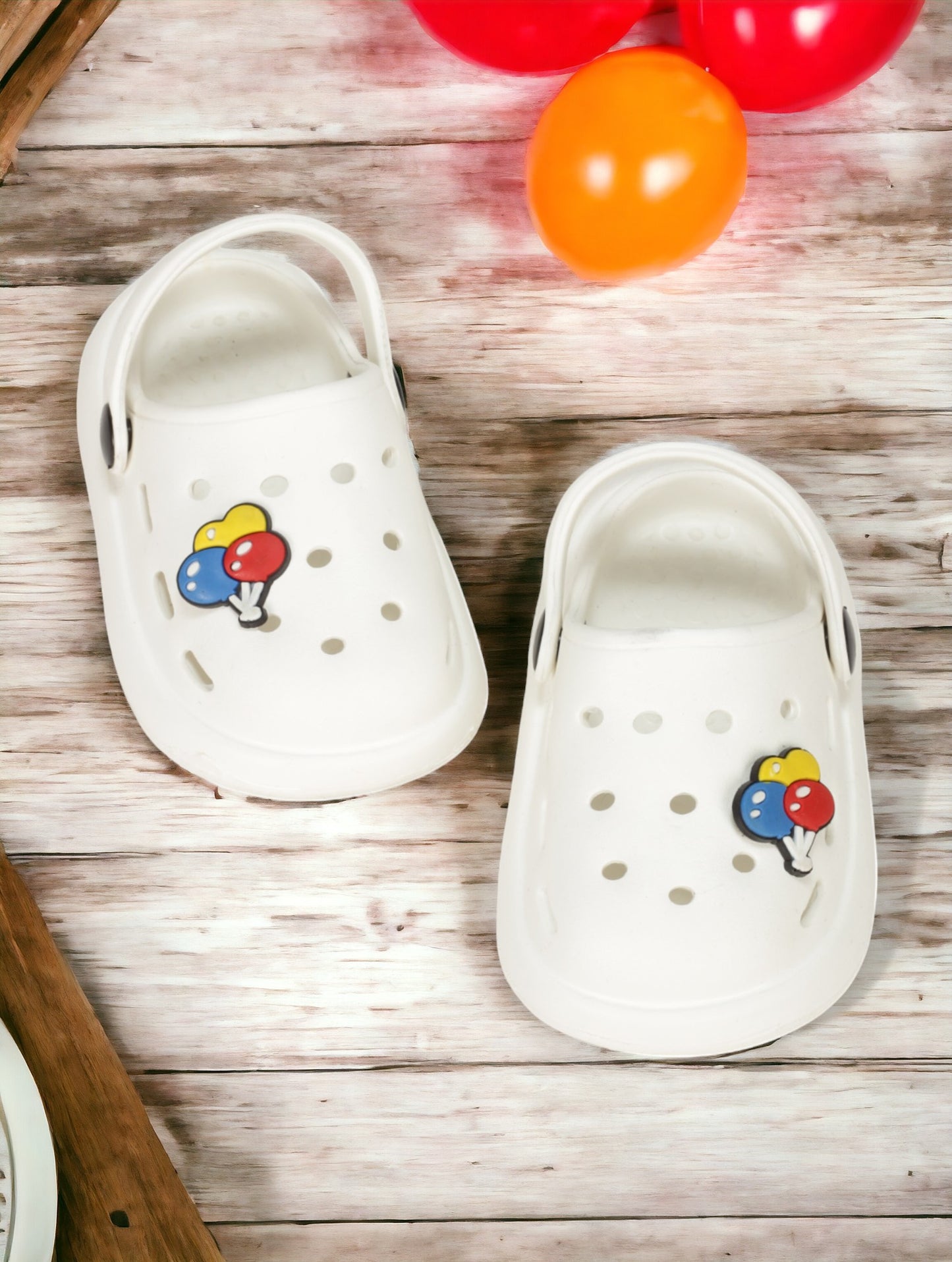 Balloon Applique Anti-Slip Clogs - White
