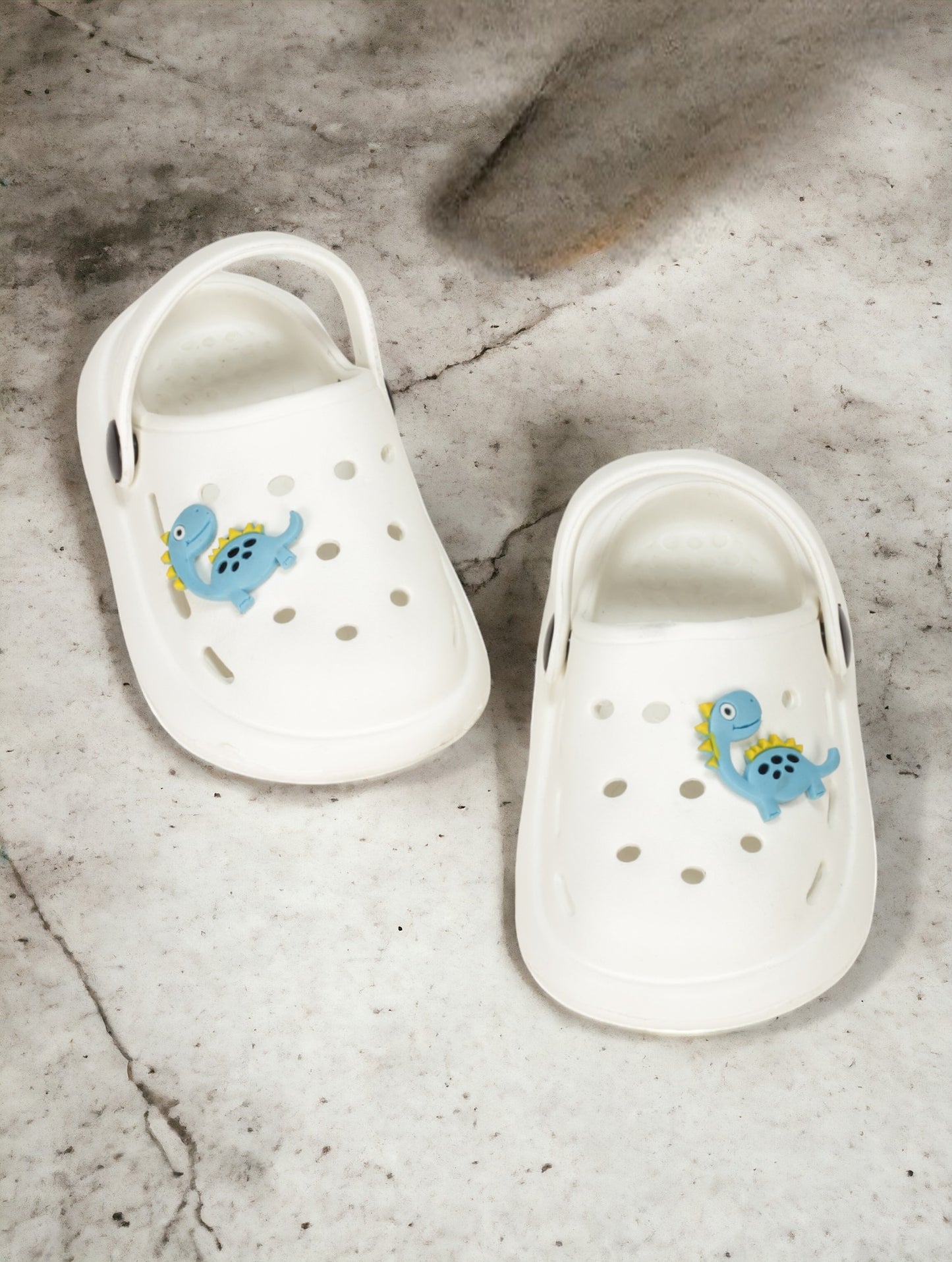 Dinosaur Applique Anti-Slip Clogs - White