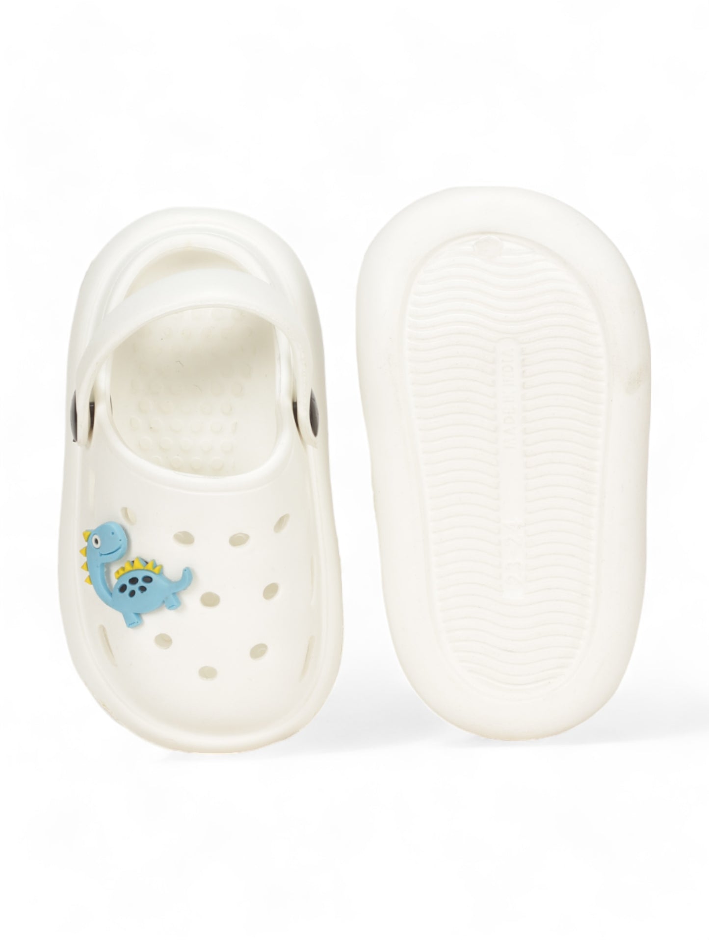 Dinosaur Applique Anti-Slip Clogs - White