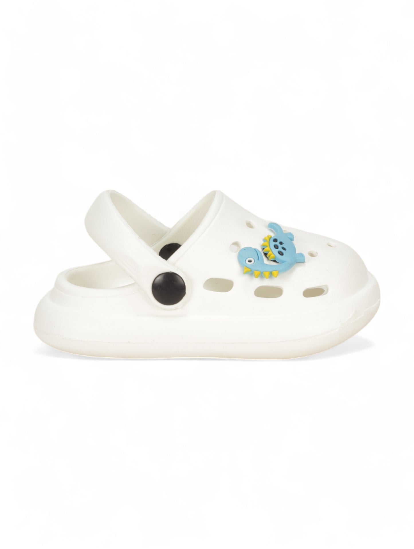 Dinosaur Applique Anti-Slip Clogs - White