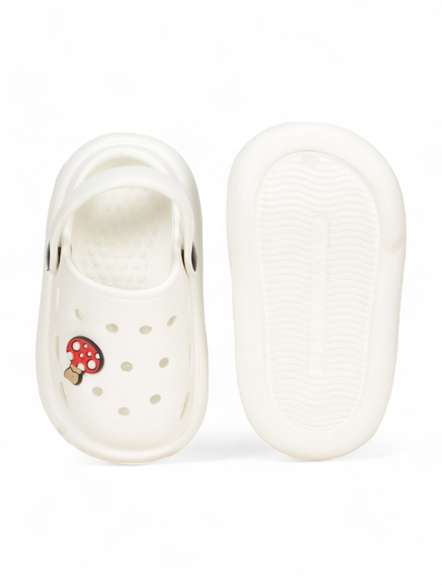 Mushroom Applique Anti-Slip Clogs - White