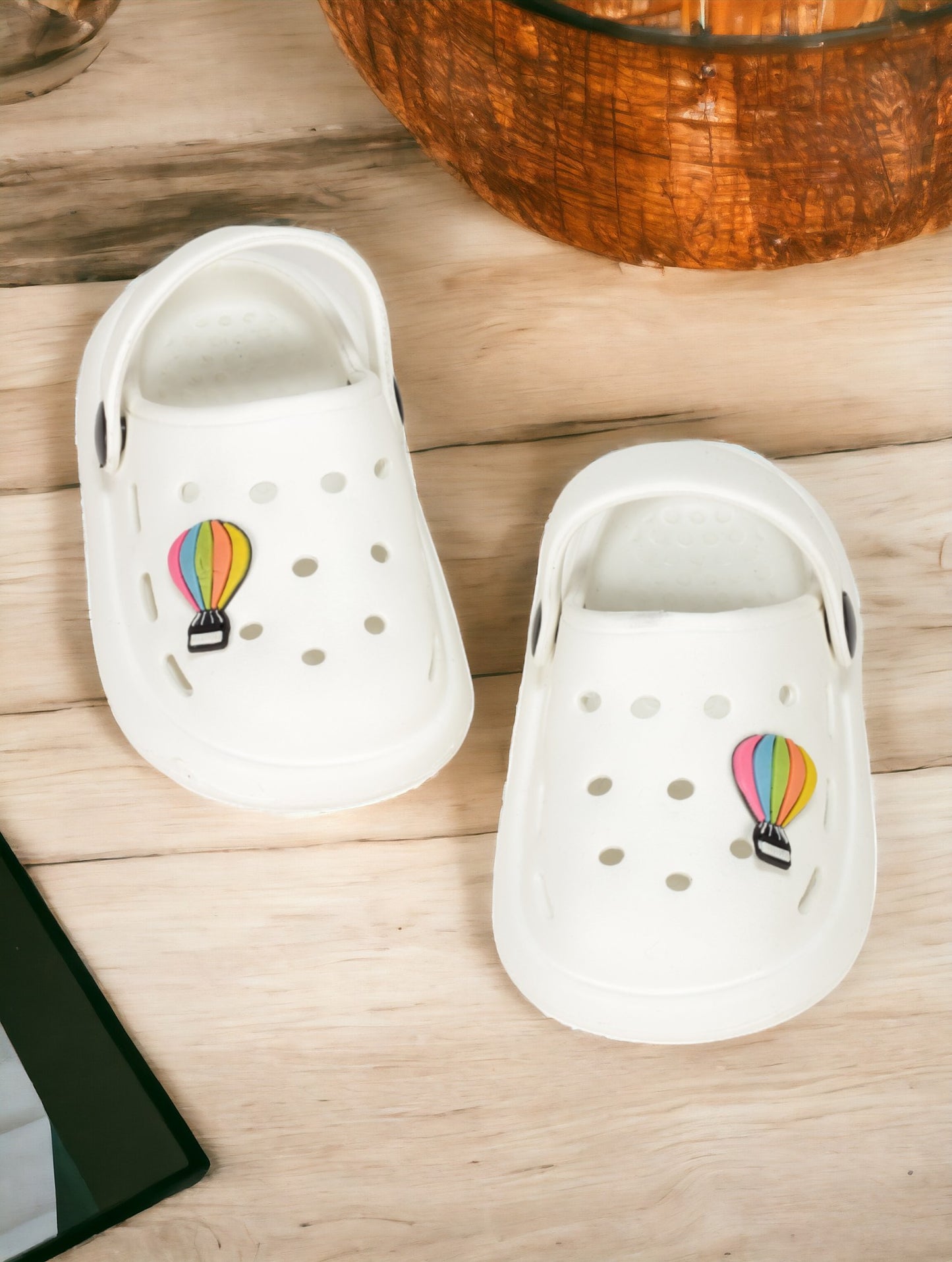 Hot Air Balloon Applique Anti-Slip Clogs - White