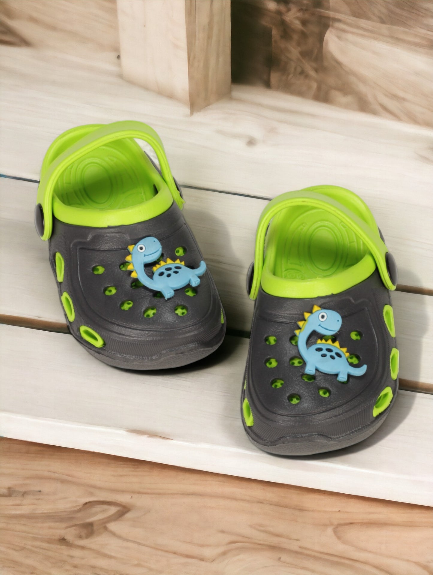 Dinosaur Applique Anti-Slip Clogs - Green