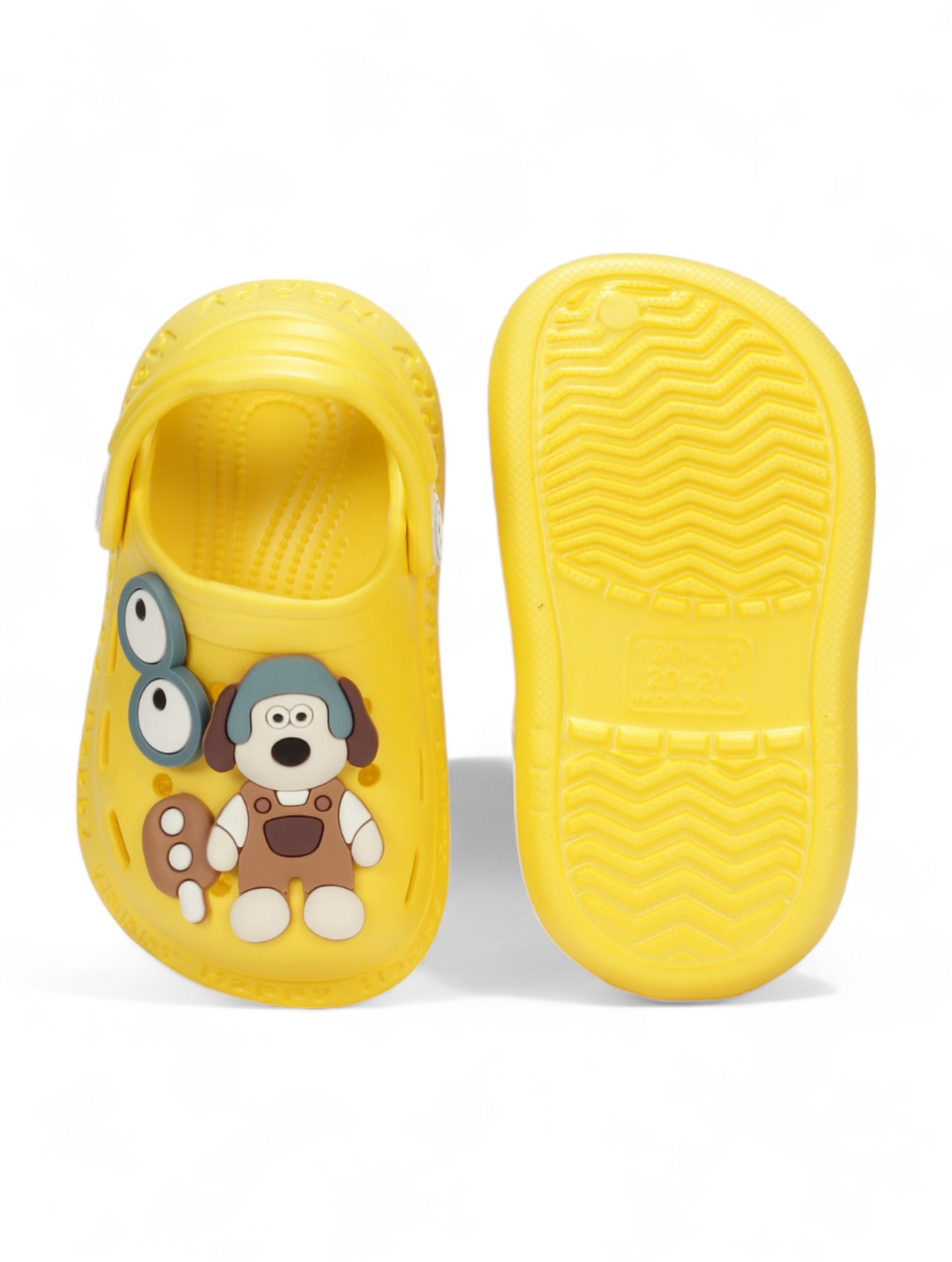 Dog Applique Anti-Slip Clogs - Yellow