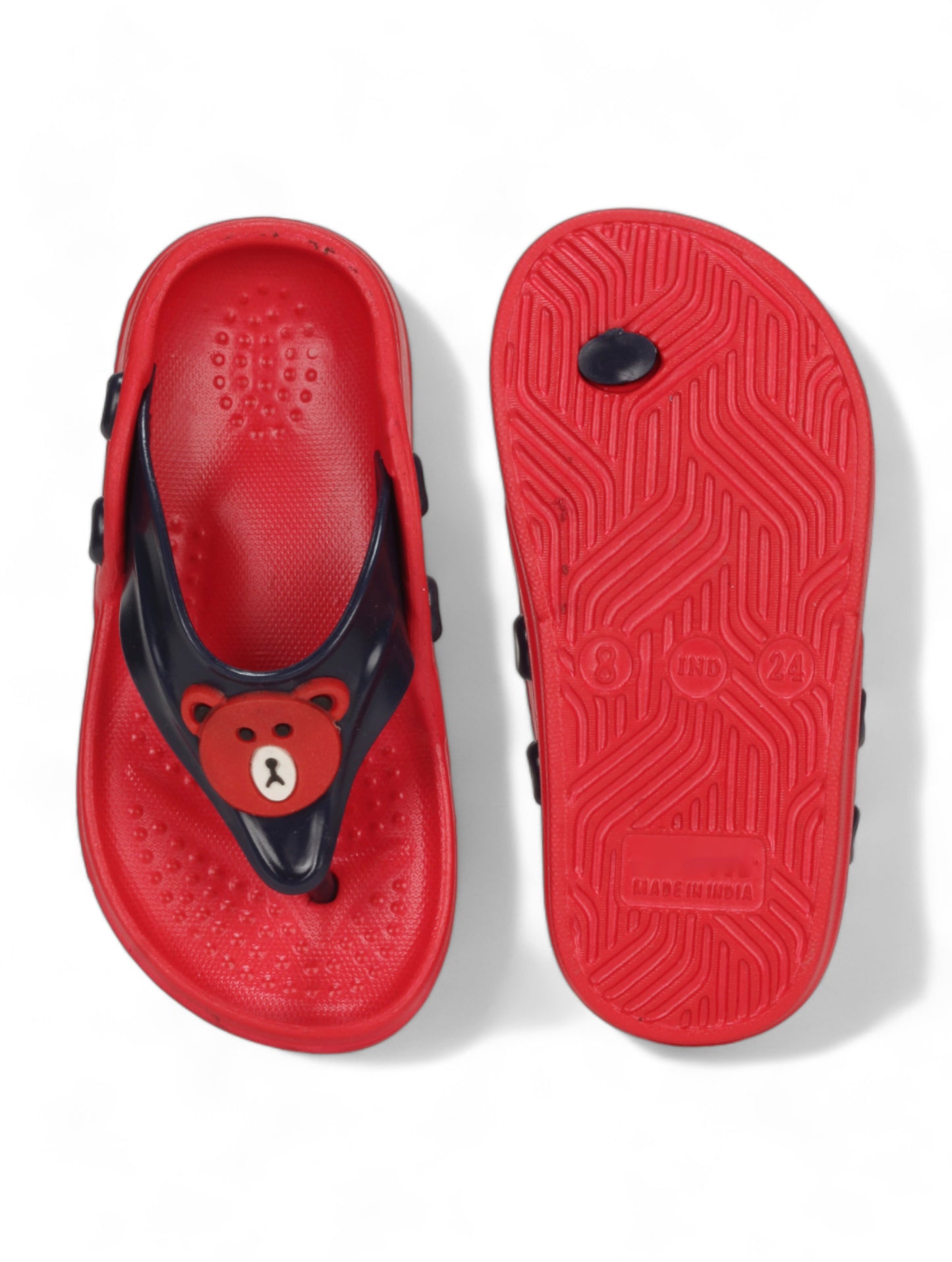 Bear Applique Anti-Slip Slippers - Red