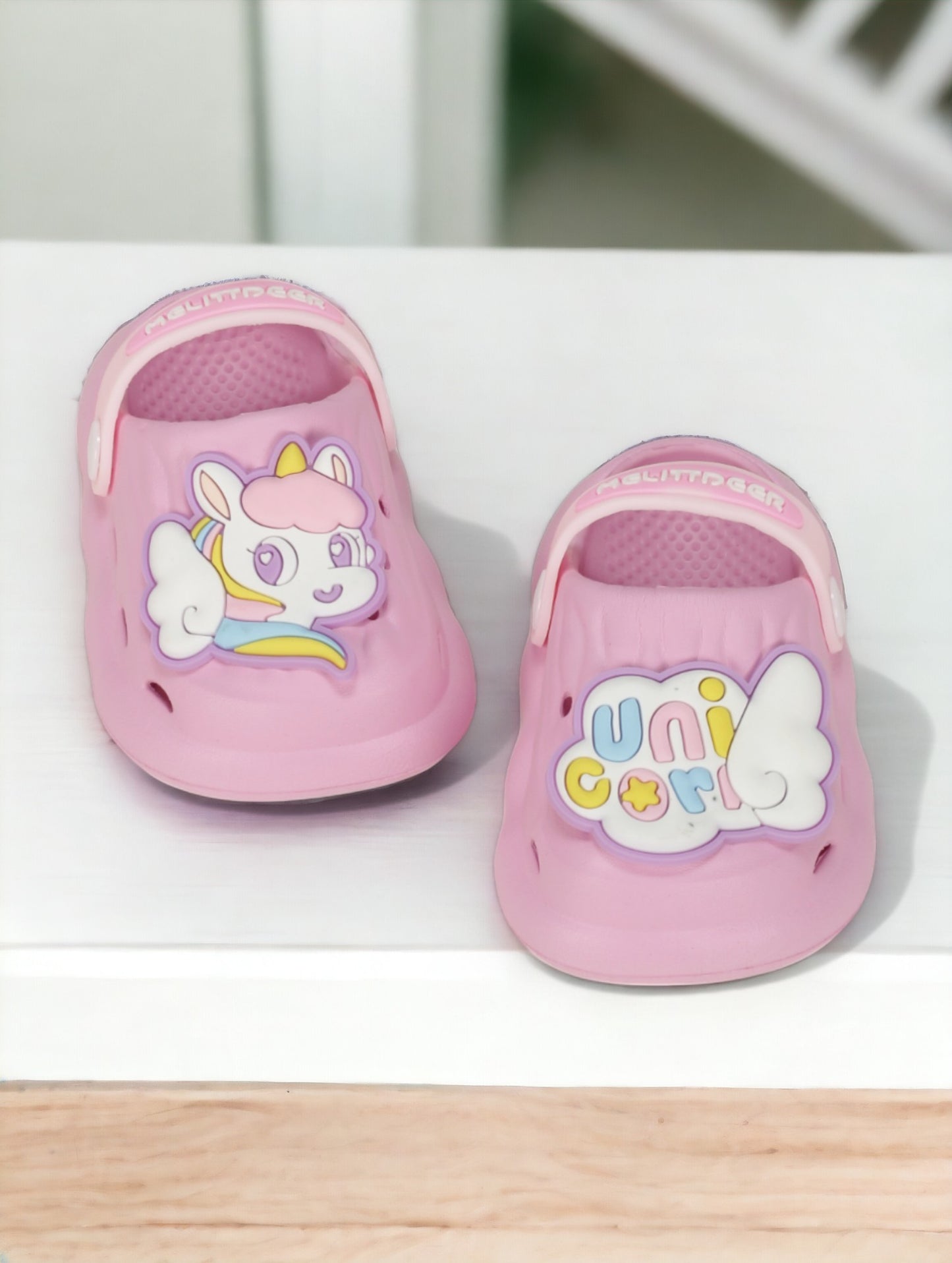 Unicorn Applique Anti-Slip Clogs - Deep Pink