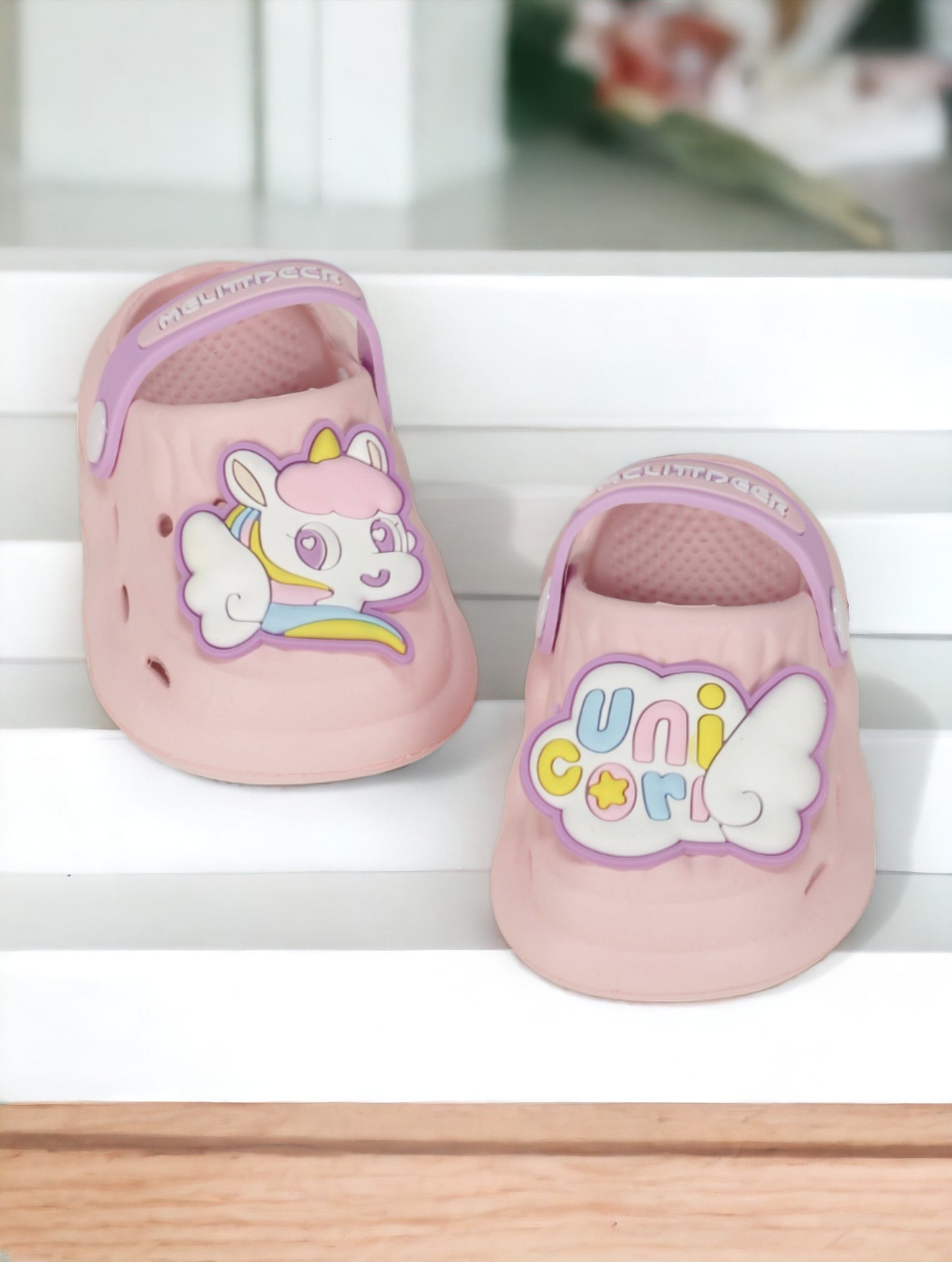 Unicorn Applique Anti-Slip Clogs - Pink