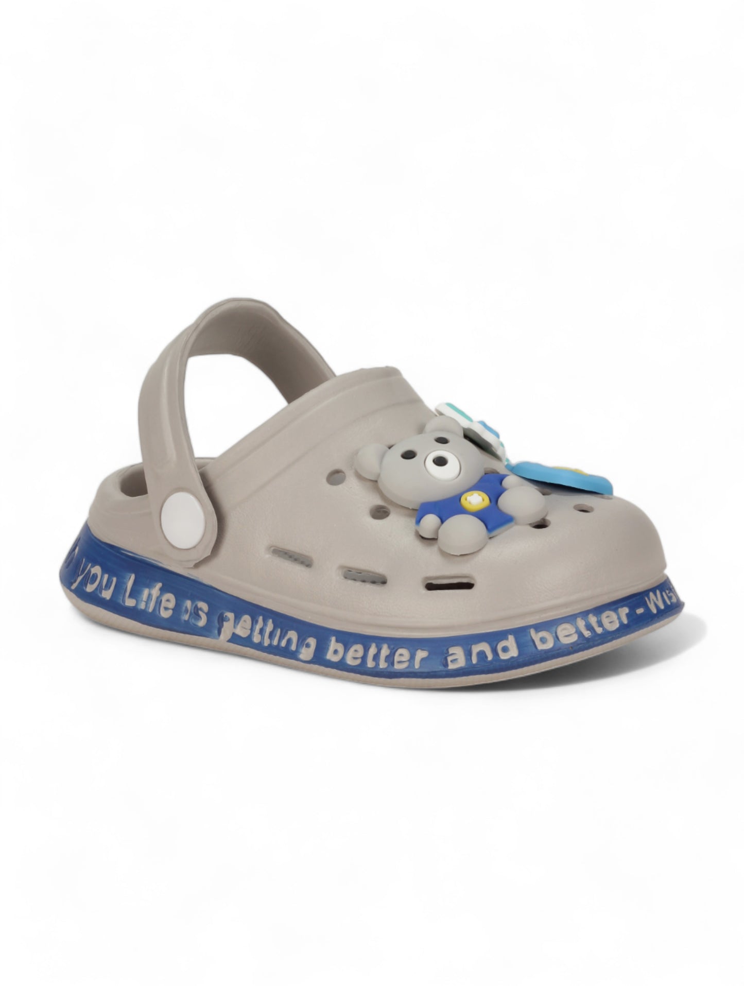 Bear Applique Anti-Slip Clogs - Grey