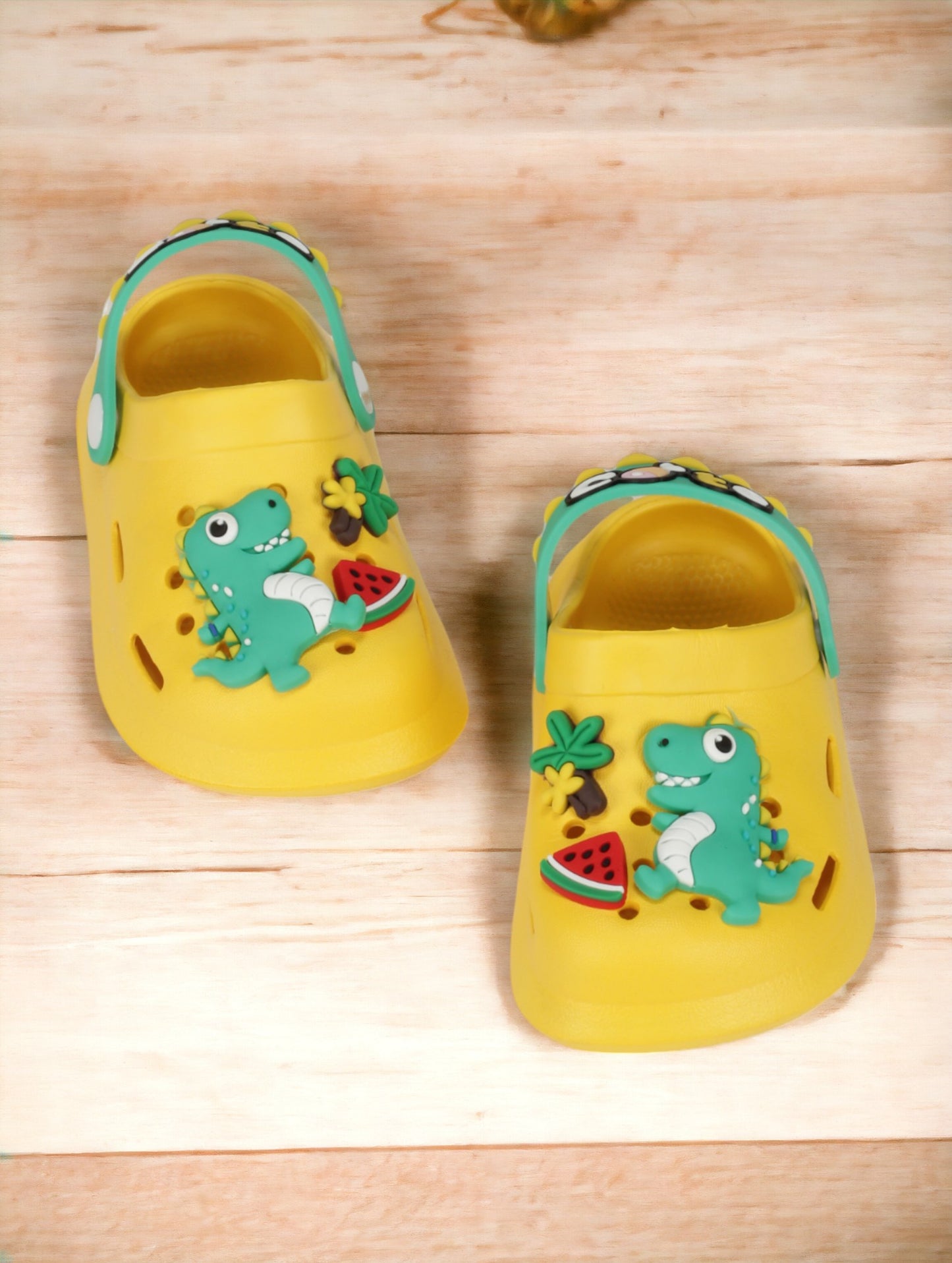 Crocodile Applique Anti-Slip Clogs - Yellow