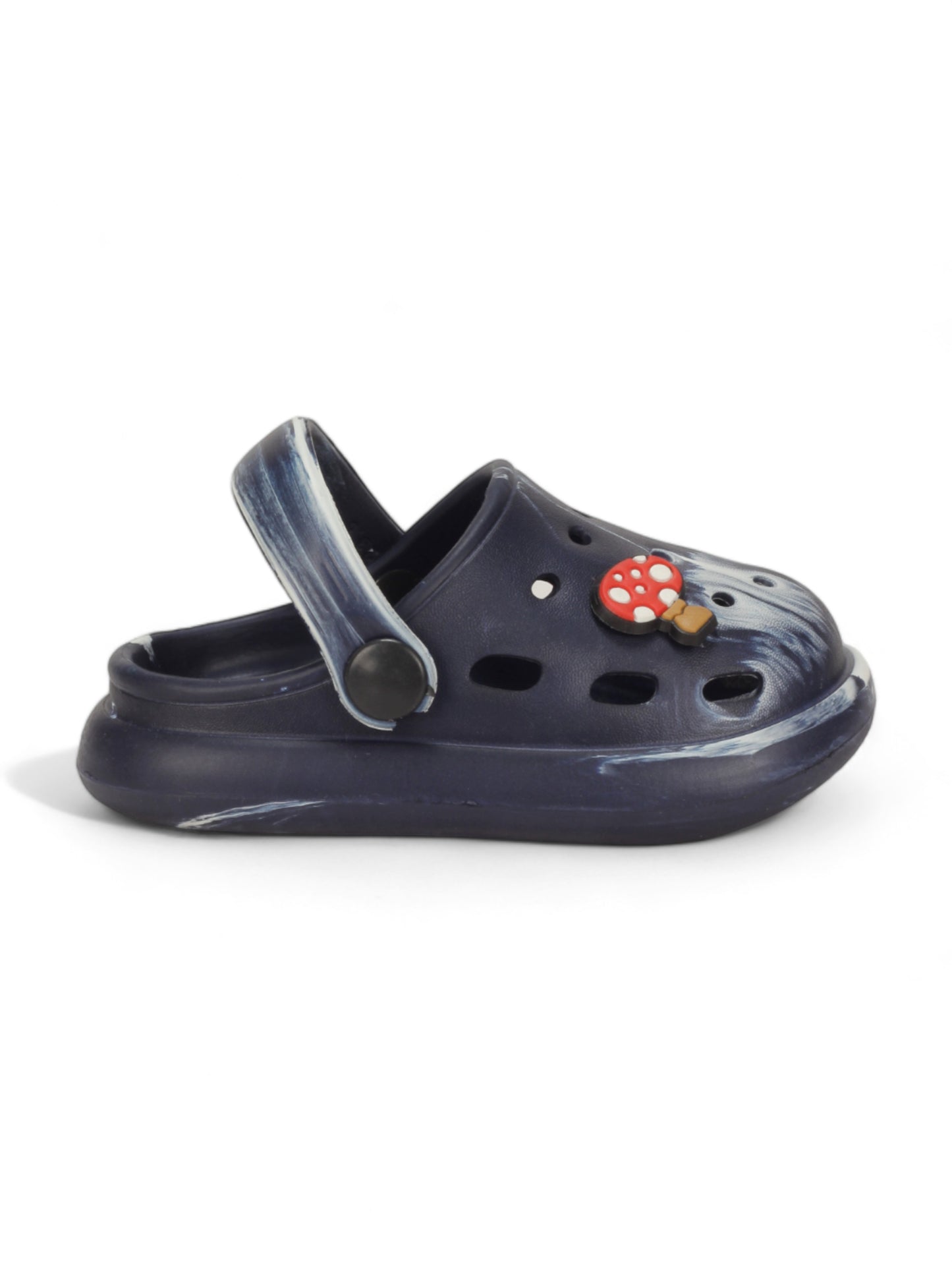 Marble Look Mushroom Applique Anti-Slip Clogs - Black