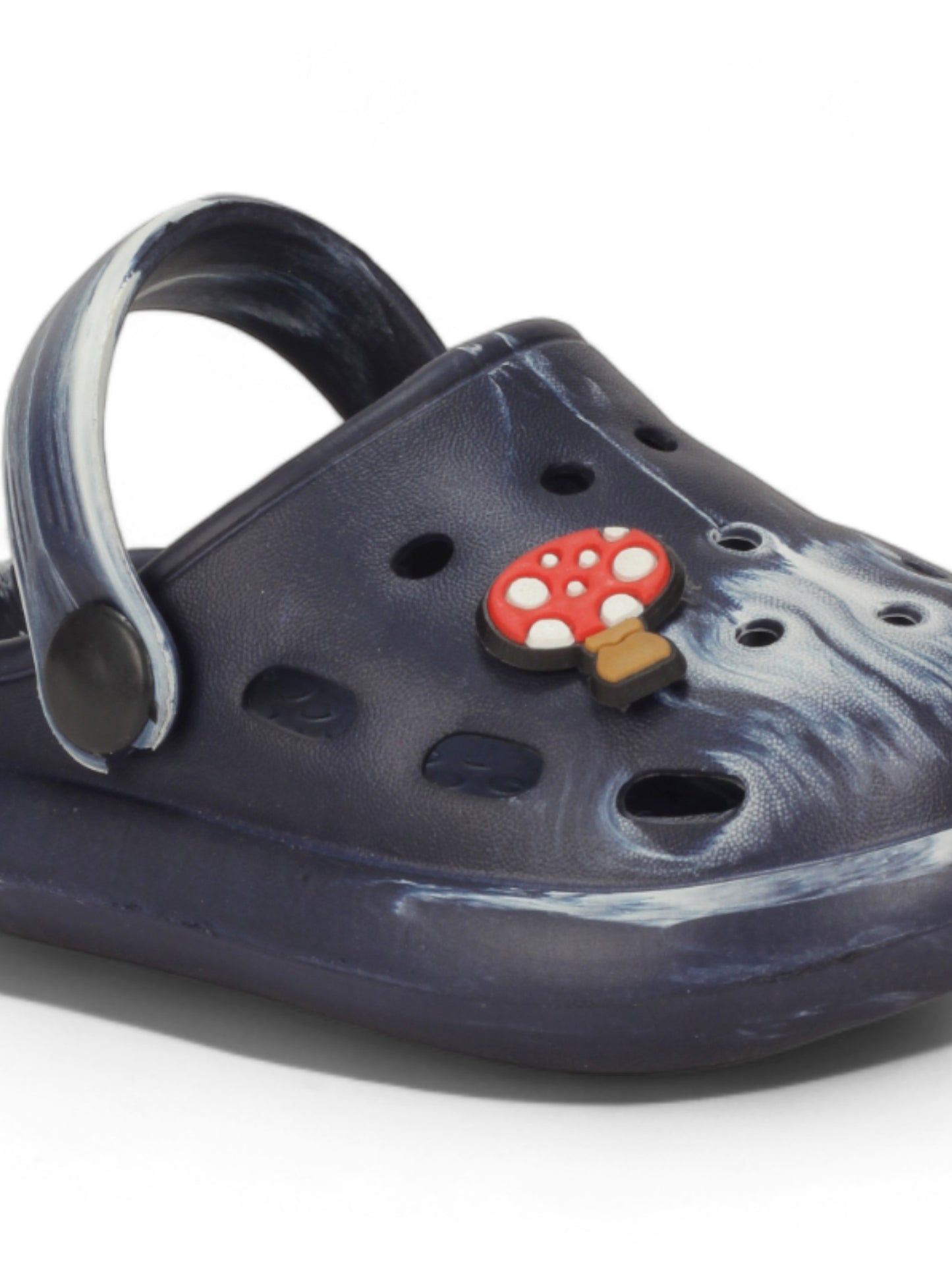 Marble Look Mushroom Applique Anti-Slip Clogs - Black