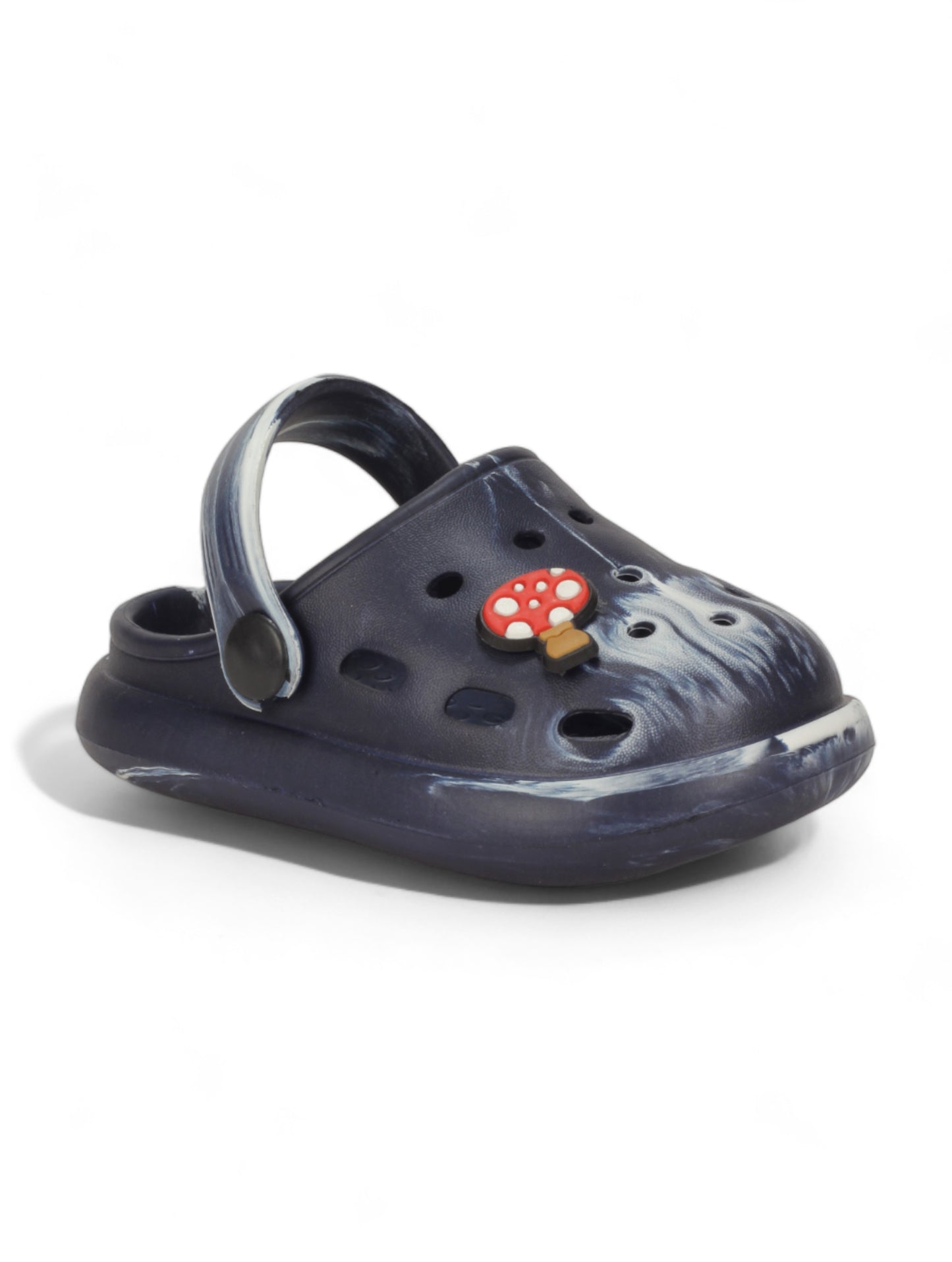 Marble Look Mushroom Applique Anti-Slip Clogs - Black