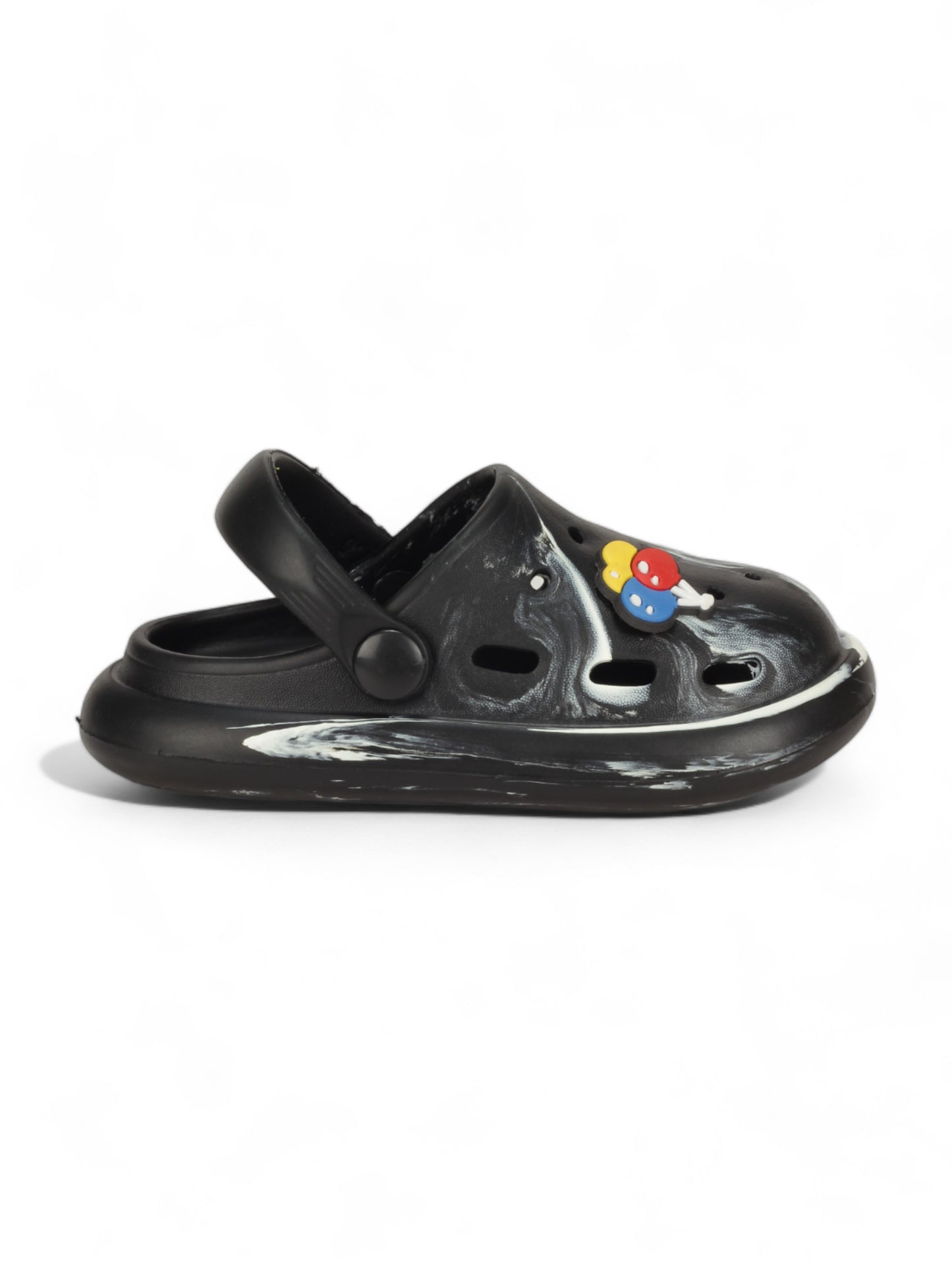 Marble Look Balloon Applique Anti-Slip Clogs - Black