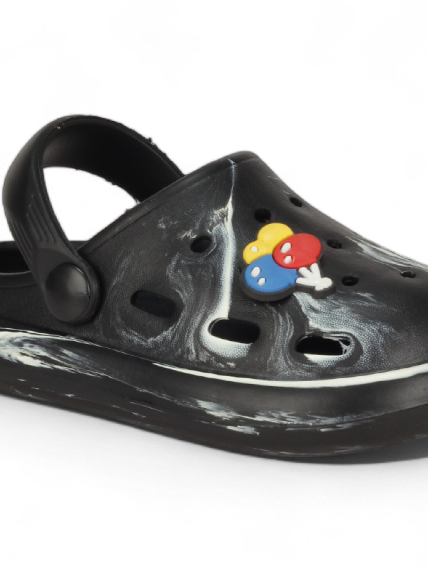 Marble Look Balloon Applique Anti-Slip Clogs - Black