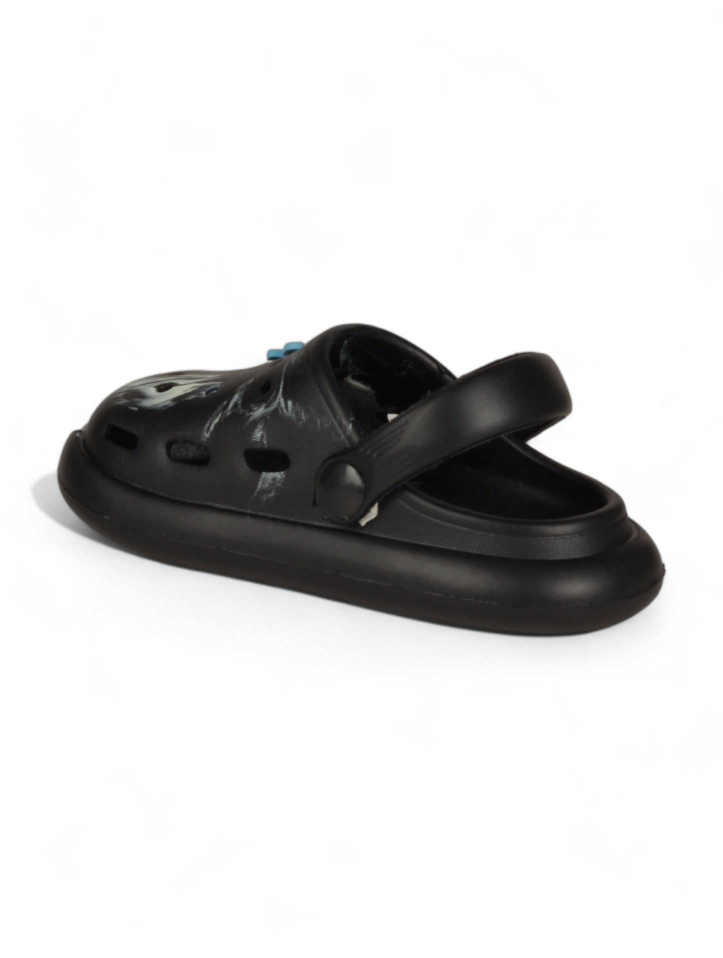 Marble Look Dinosaur Applique Anti-Slip Clogs - Black