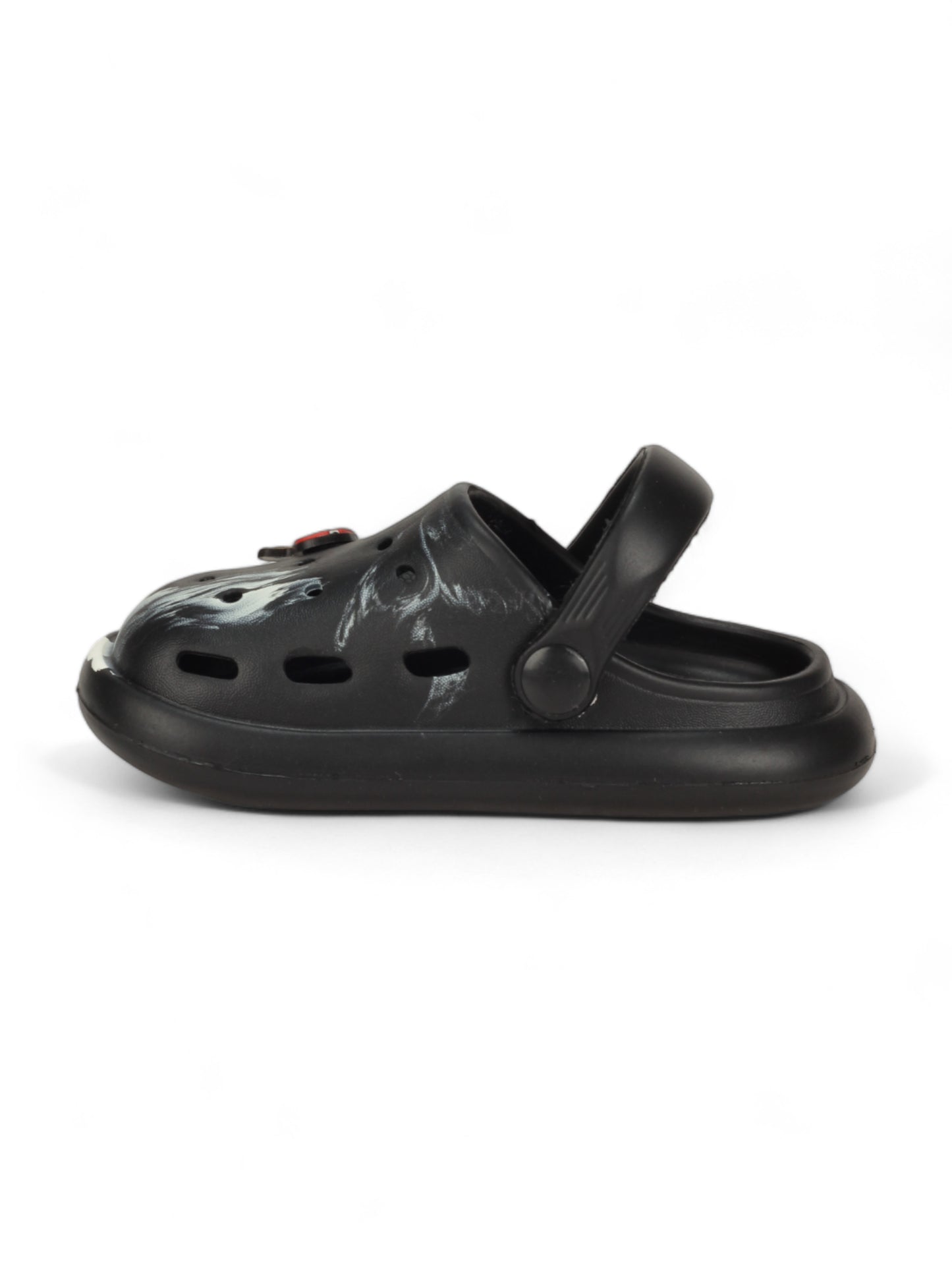 Marble Look Mushroom Applique Anti-Slip Clogs - Black