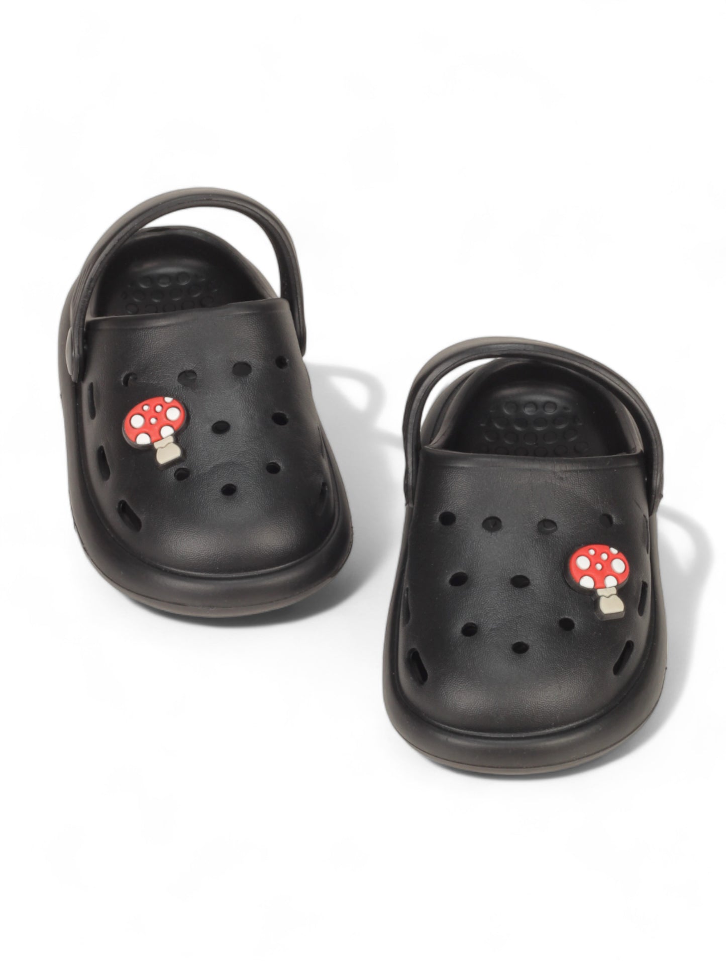 Marble Look Mushroom Applique Anti-Slip Clogs - Black