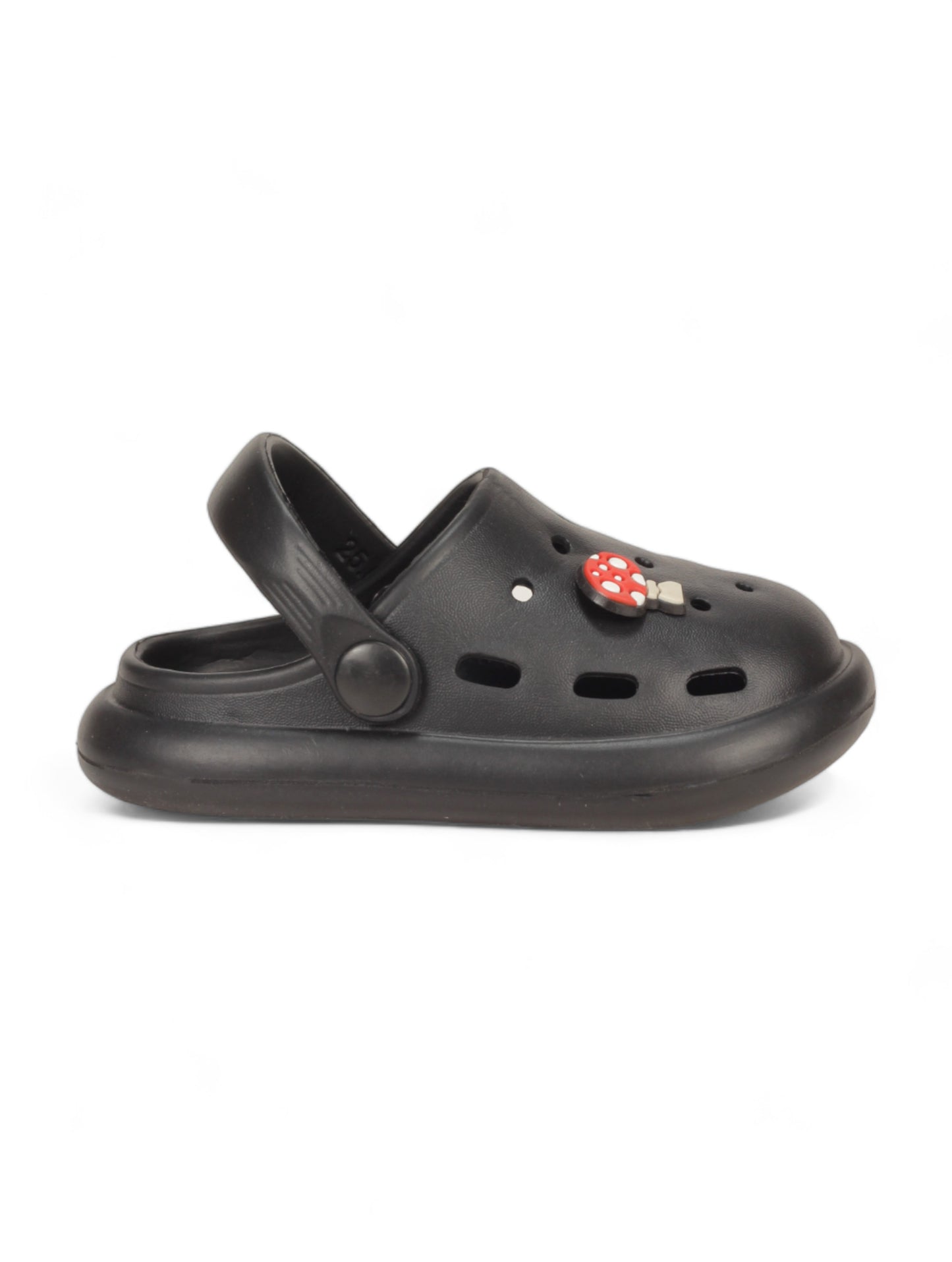 Marble Look Mushroom Applique Anti-Slip Clogs - Black
