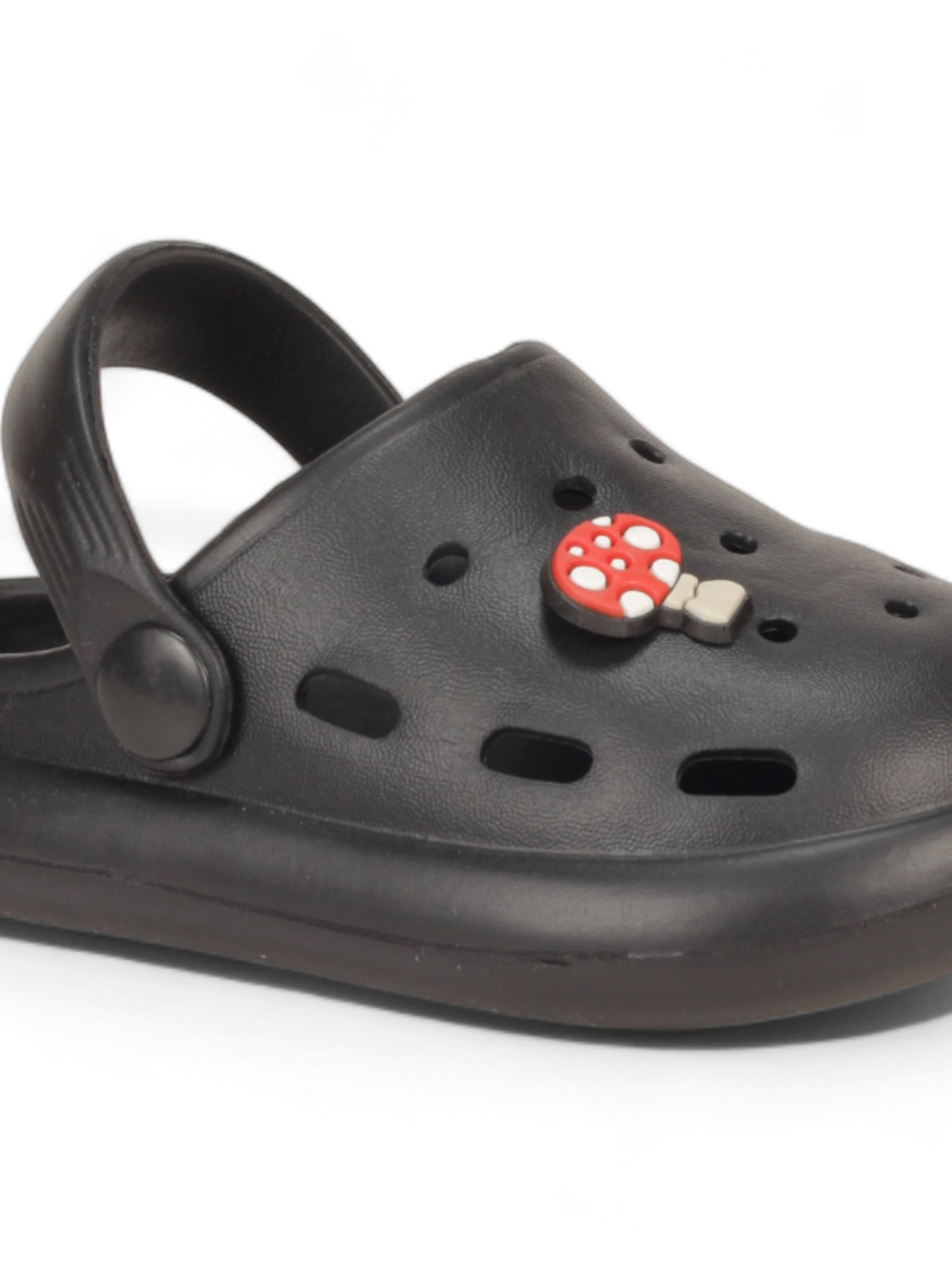Marble Look Mushroom Applique Anti-Slip Clogs - Black
