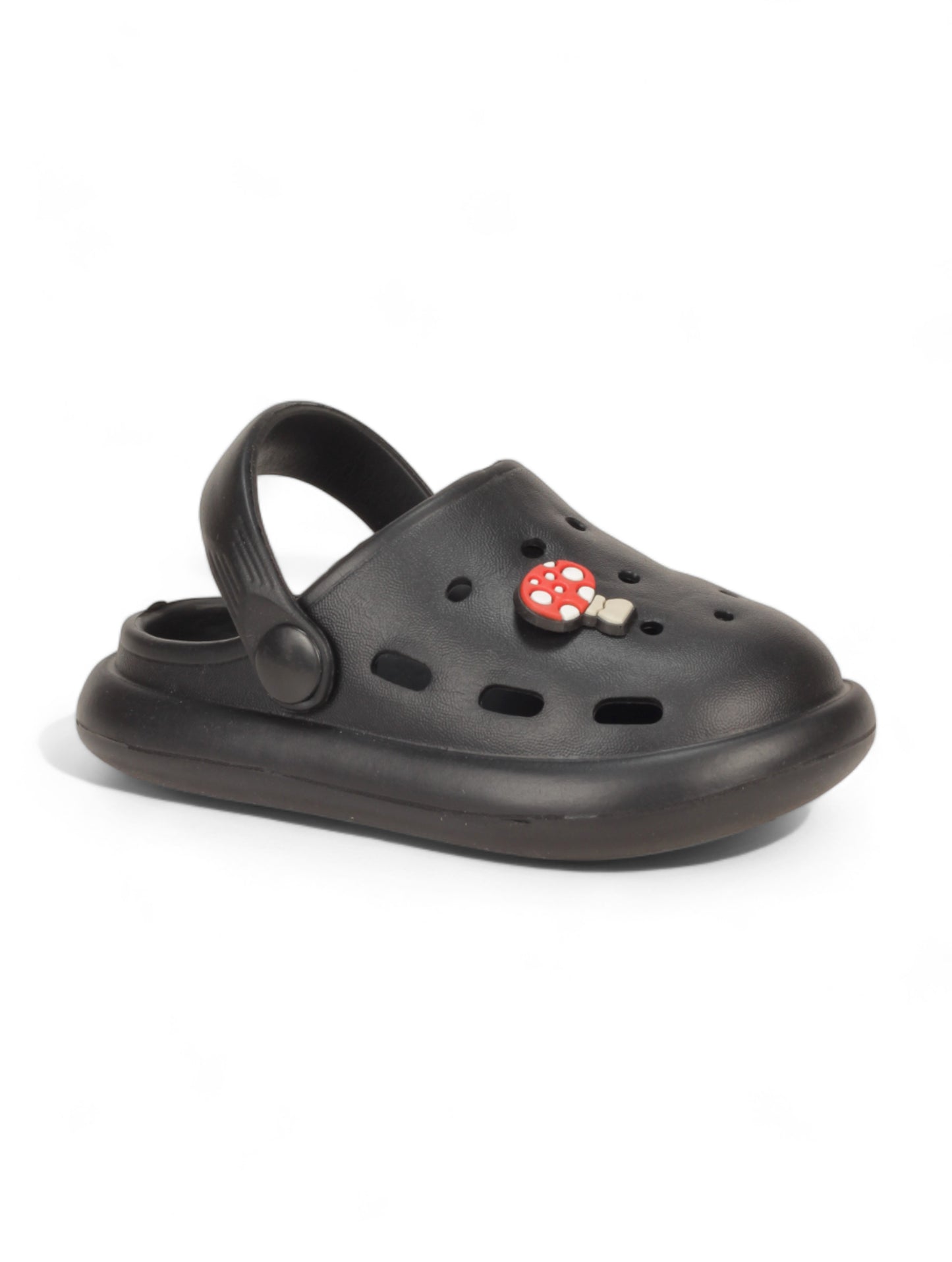 Marble Look Mushroom Applique Anti-Slip Clogs - Black