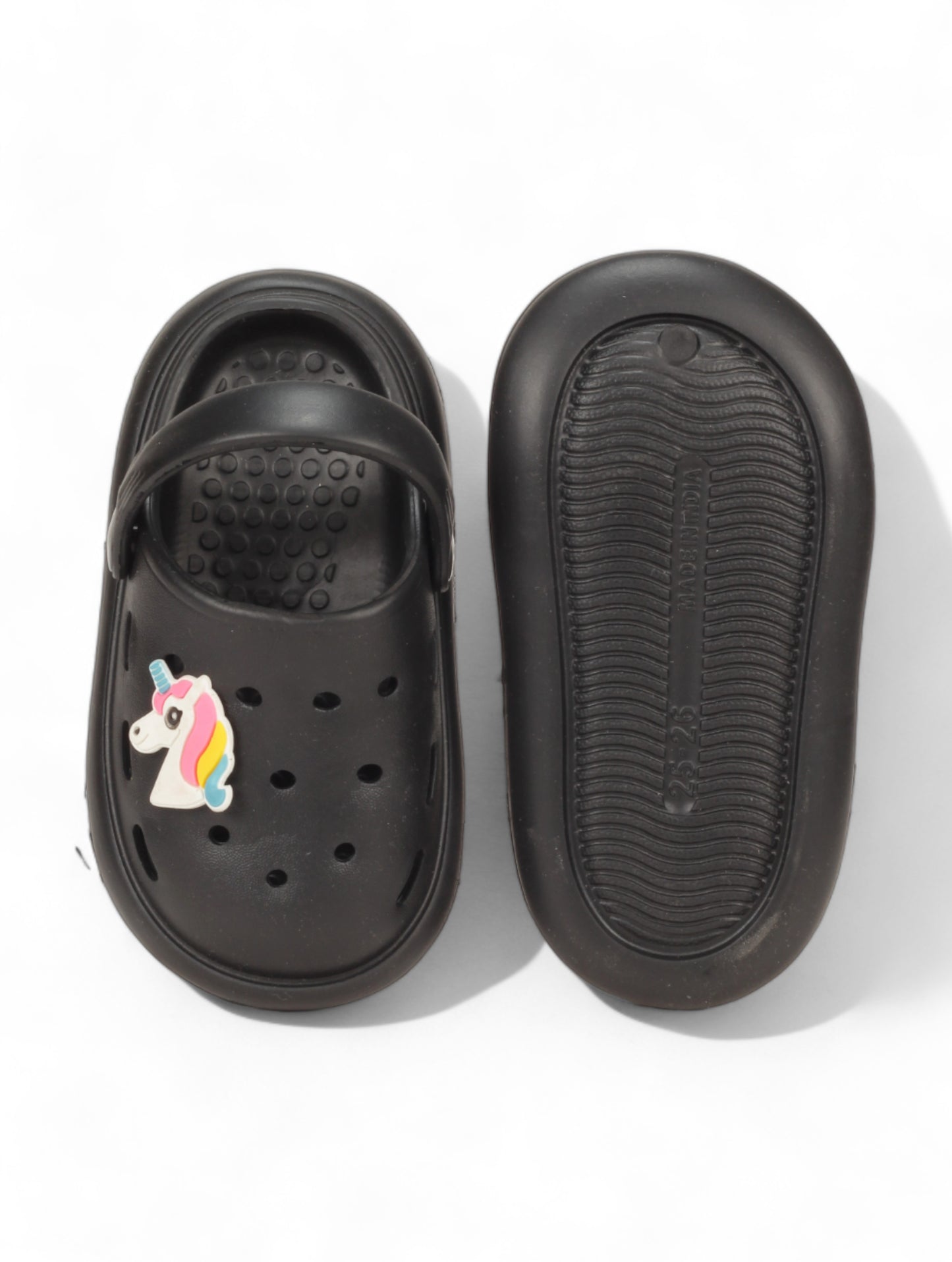 Marble Look Unicorn Applique Anti-Slip Clogs - Black