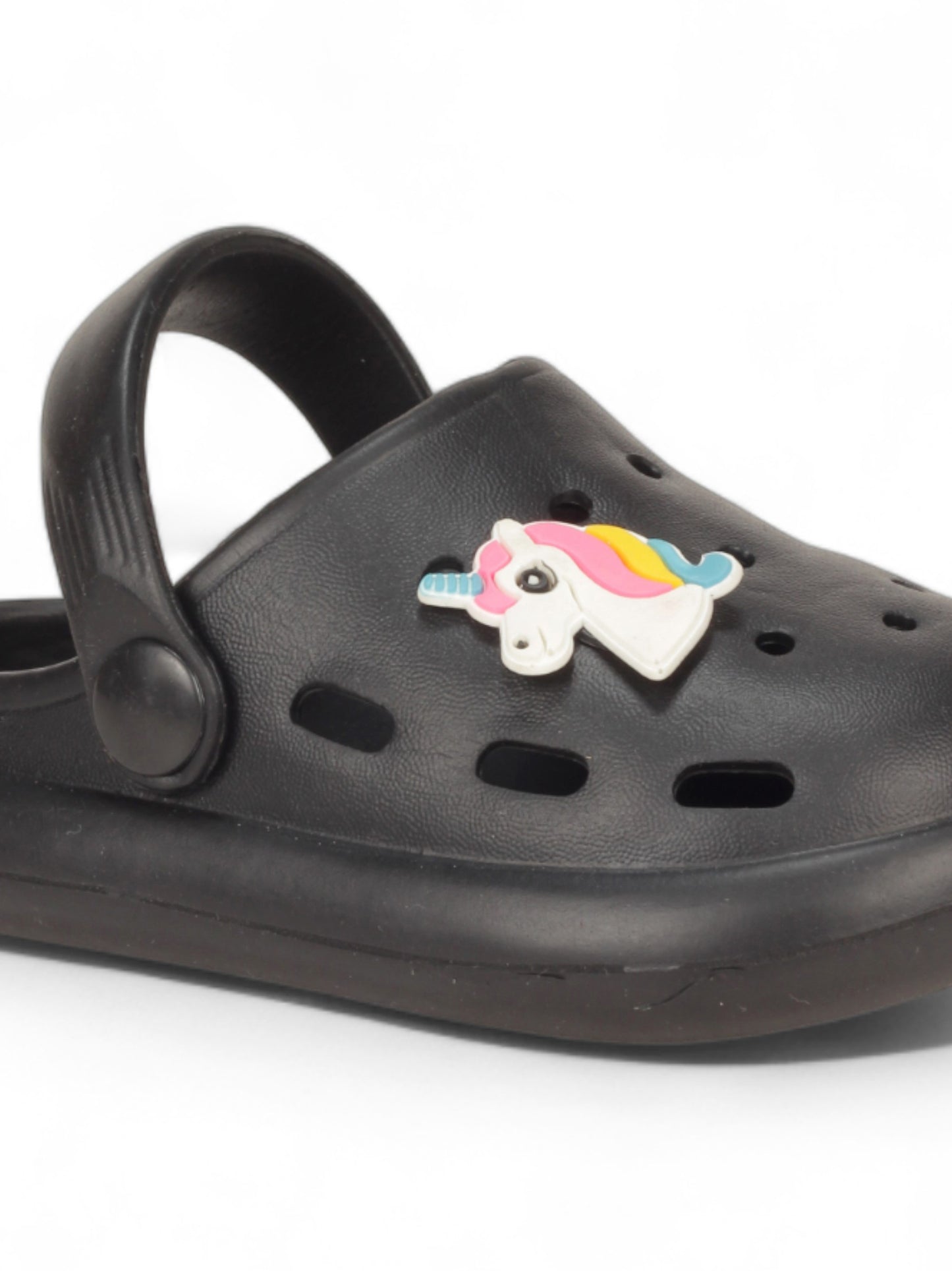 Marble Look Unicorn Applique Anti-Slip Clogs - Black