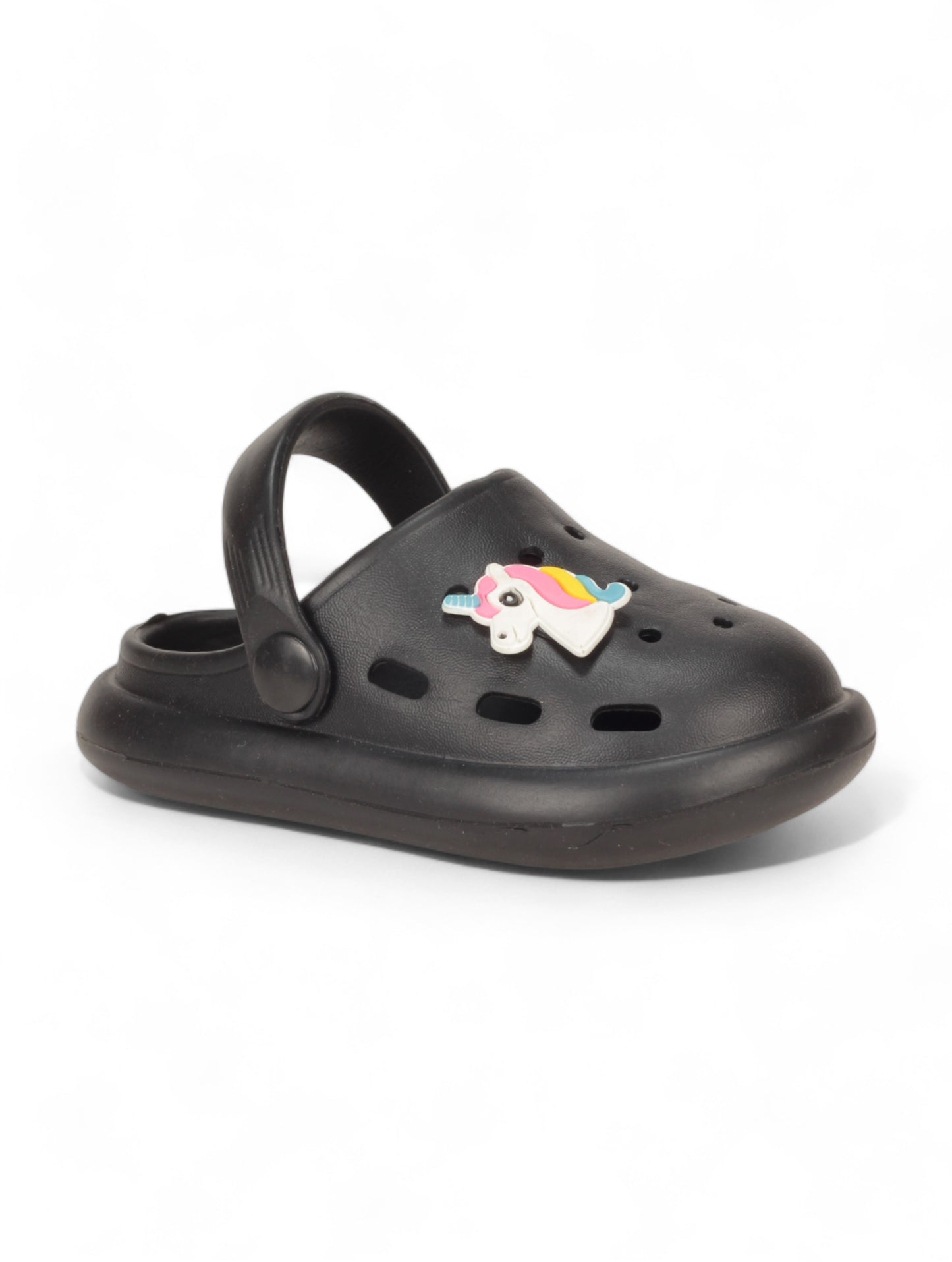 Marble Look Unicorn Applique Anti-Slip Clogs - Black