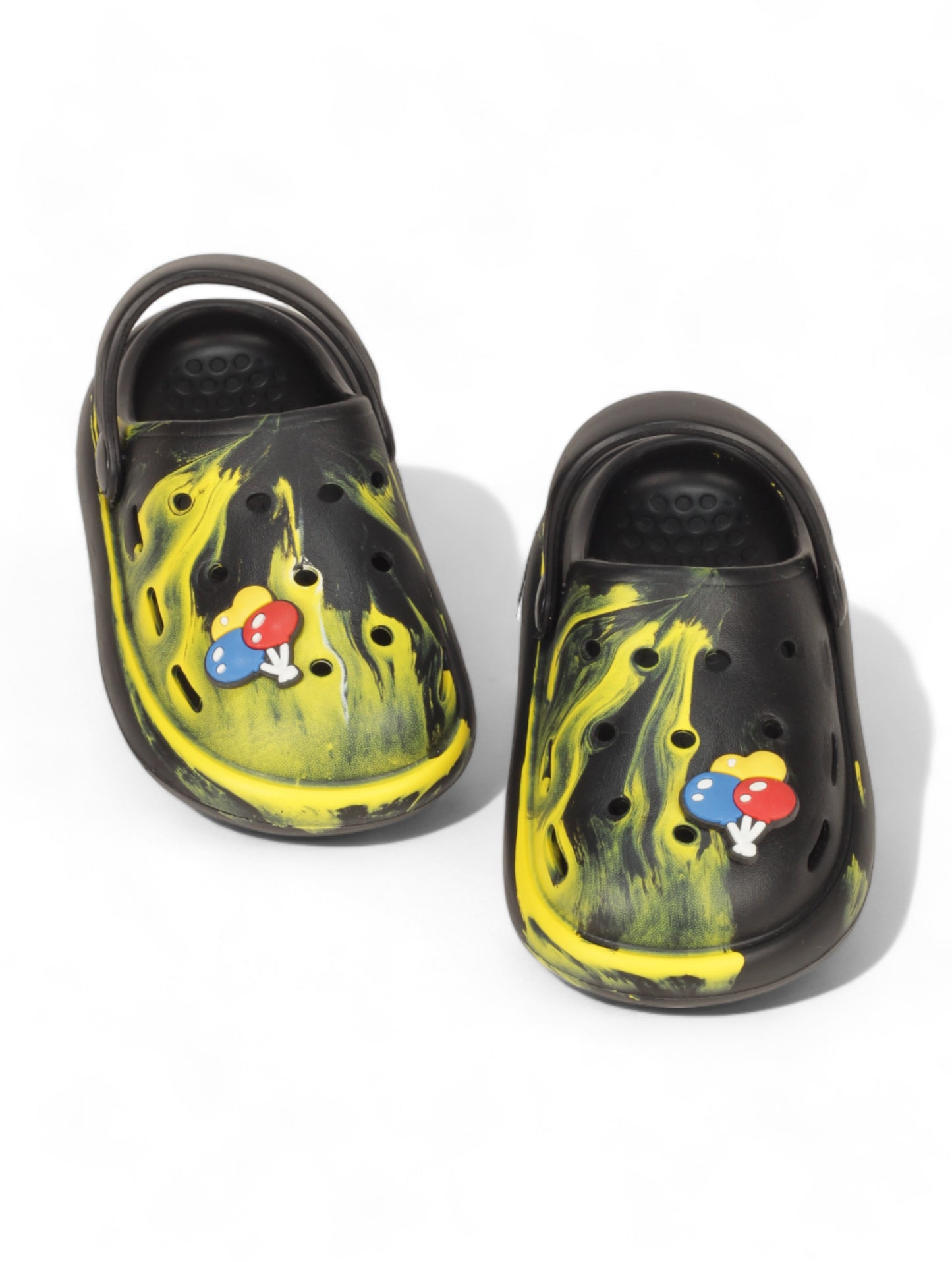 Marble Look Balloon Applique Anti-Slip Clogs - Black