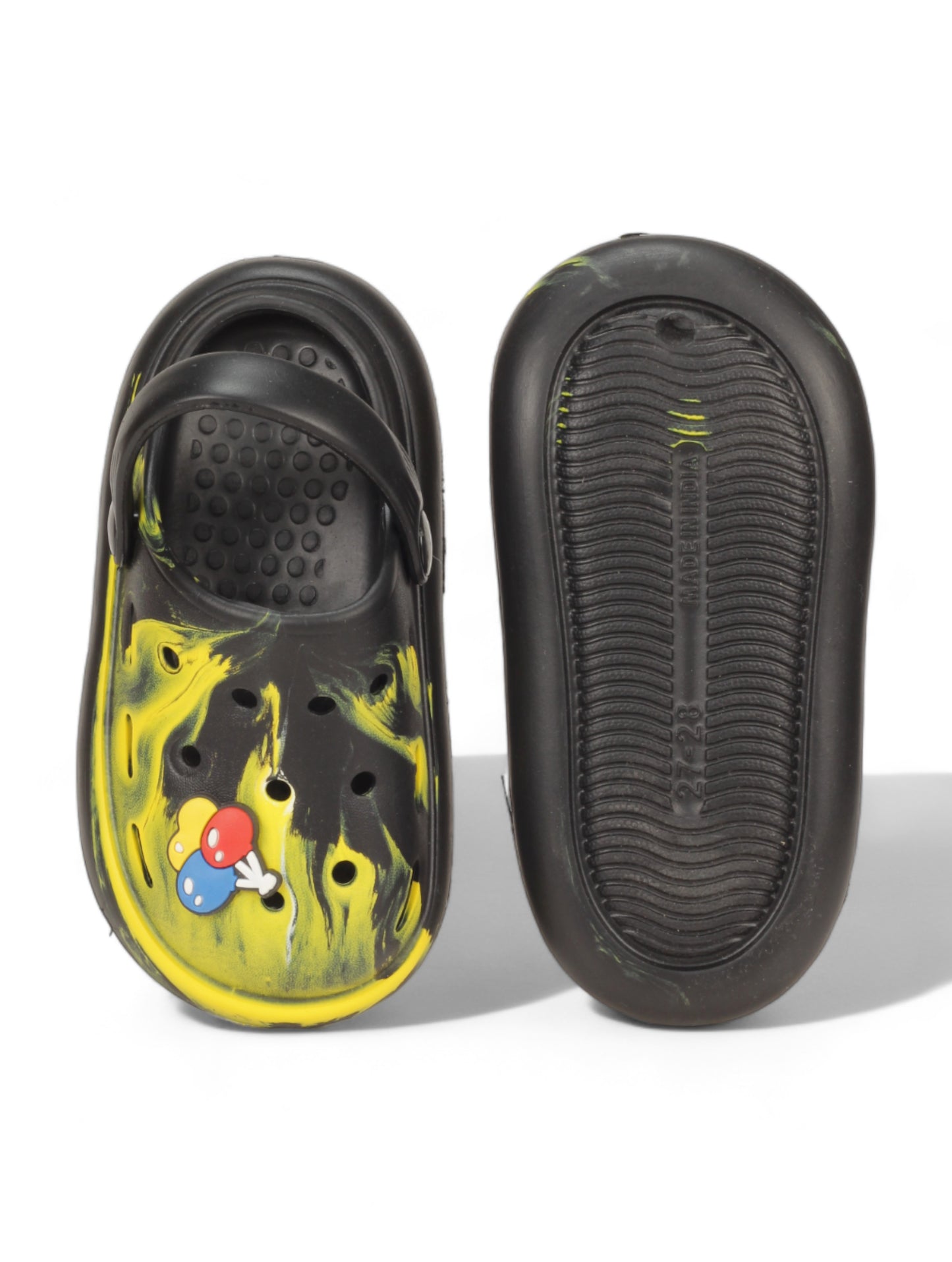 Marble Look Balloon Applique Anti-Slip Clogs - Black