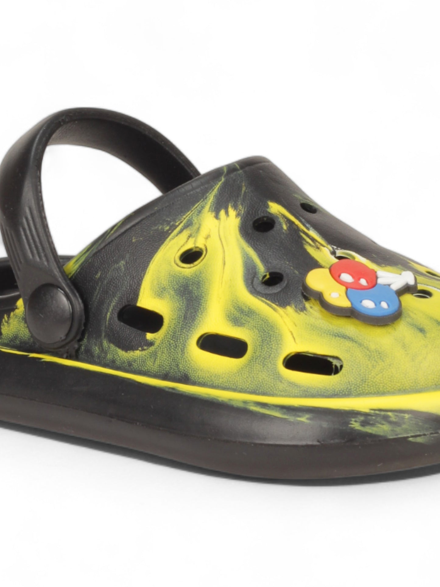 Marble Look Balloon Applique Anti-Slip Clogs - Black