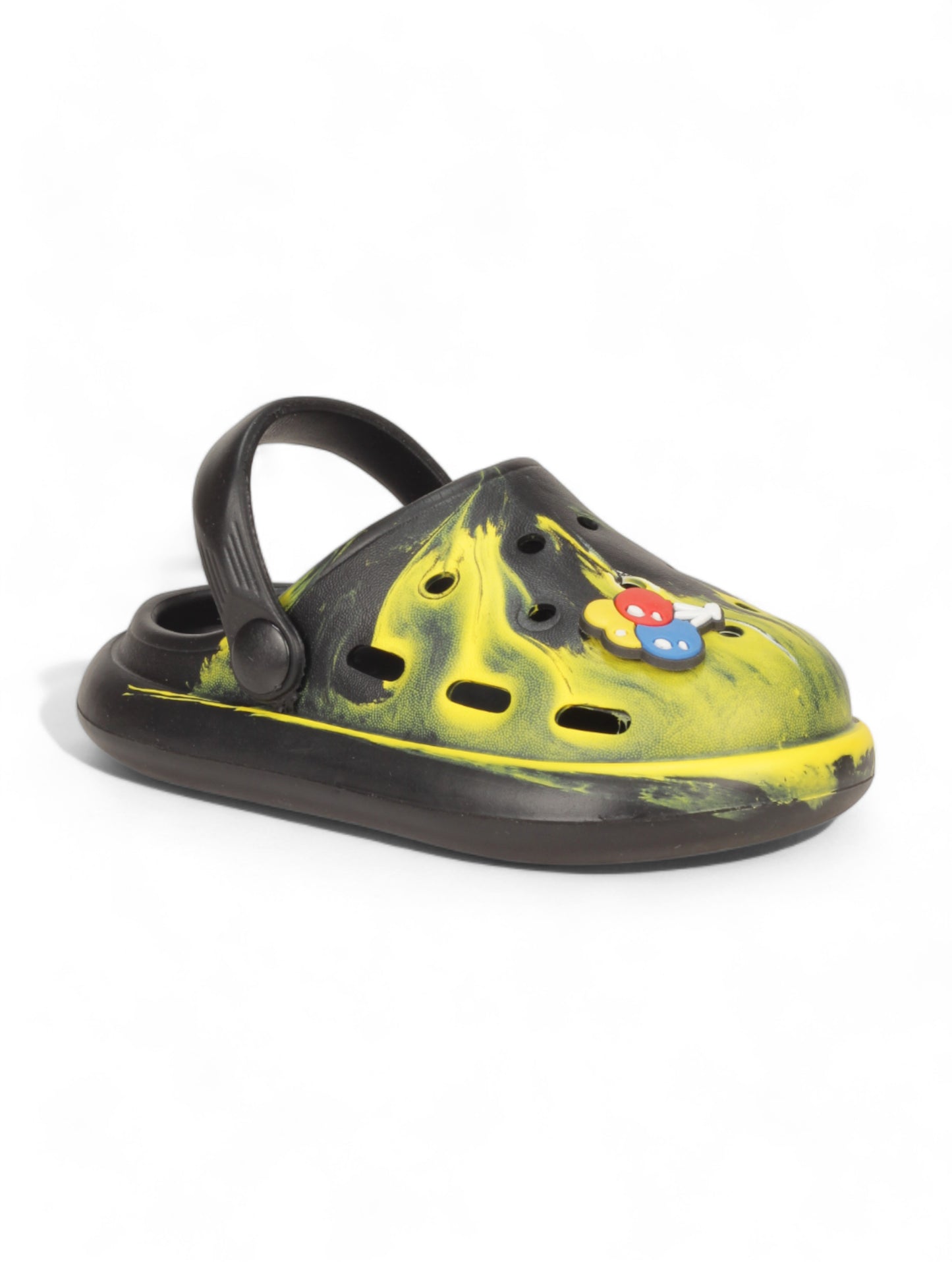 Marble Look Balloon Applique Anti-Slip Clogs - Black