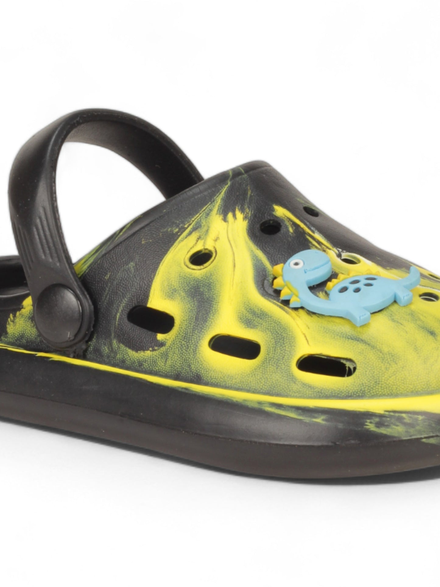 Marble Look Dinosaur Applique Anti-Slip Clogs - Black
