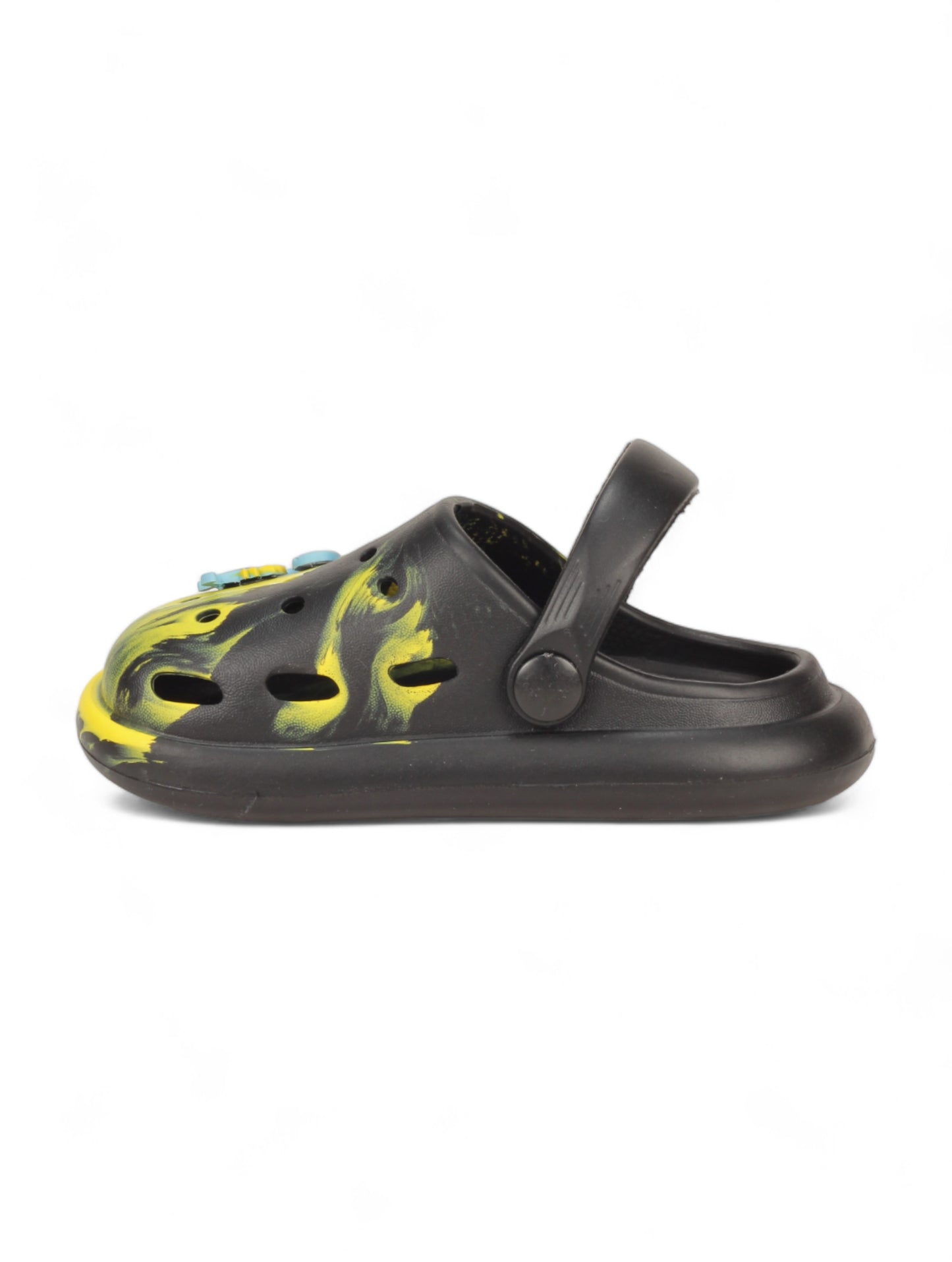 Marble Look Dinosaur Applique Anti-Slip Clogs - Black